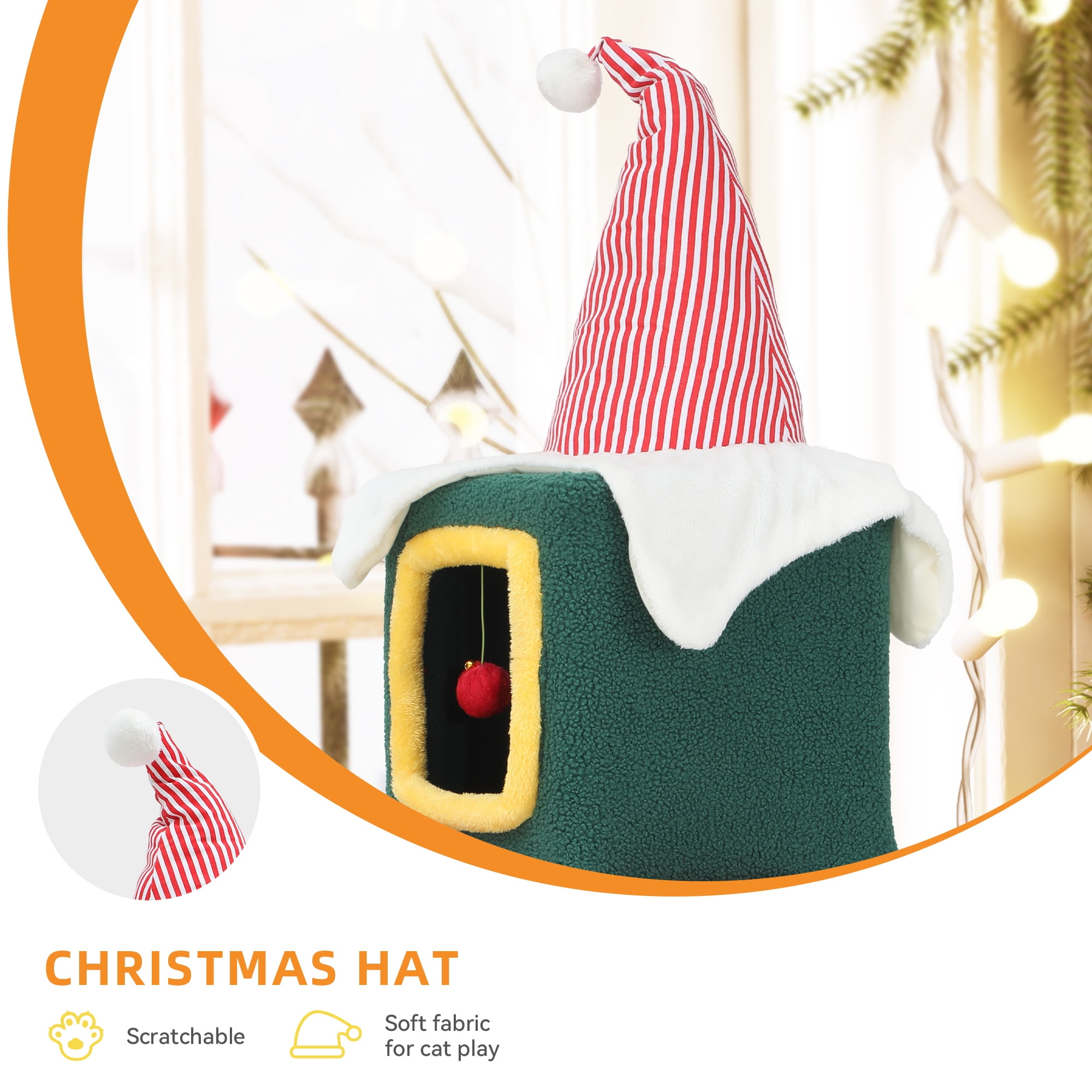 Uforic 60" Christmas Cat Tree Tower with Condos & Plush Ball for Indoor Cats - Image 2