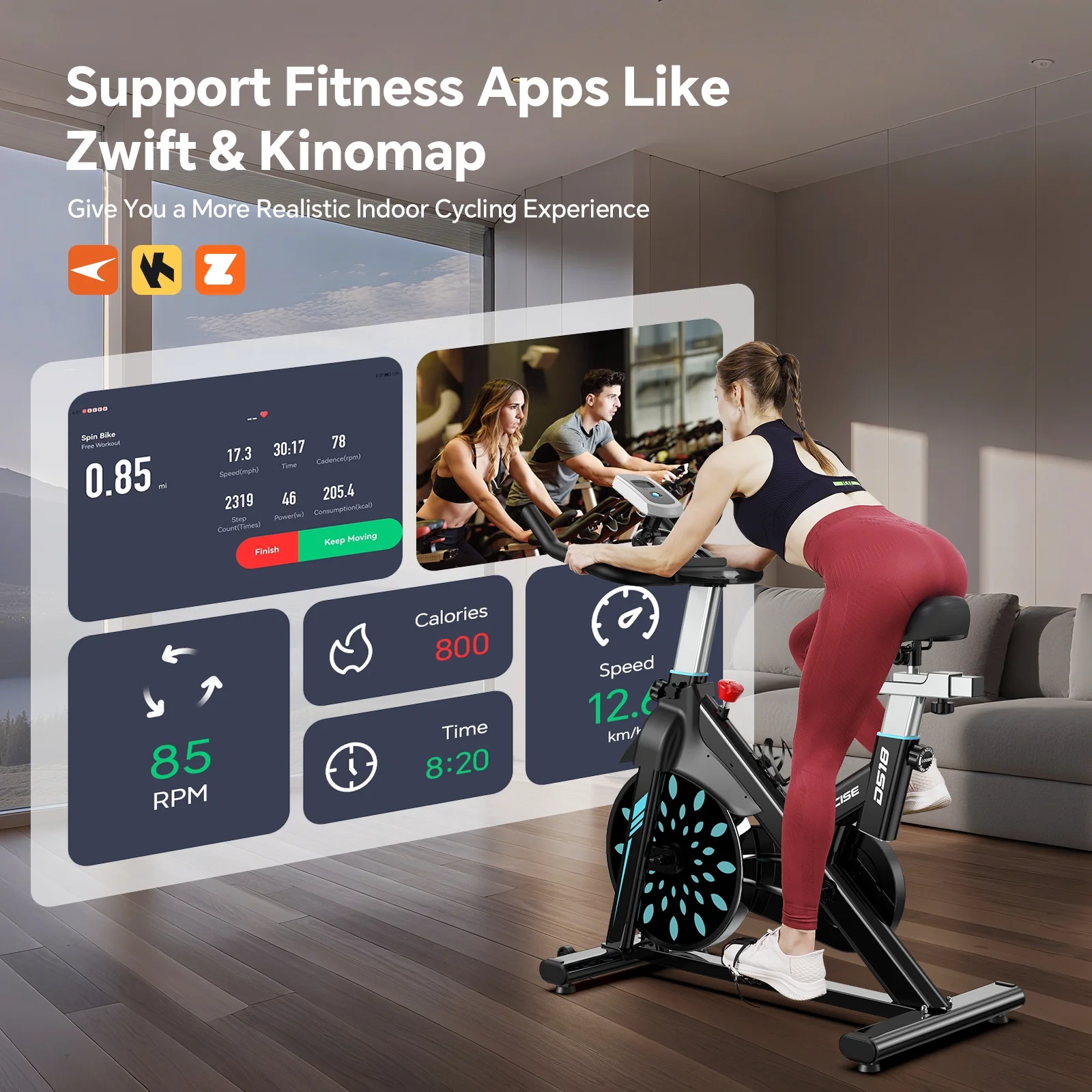 Pooboo Professional Indoor Cycling Bike Stationary Exercise Bikes Home Cardio Workout Bicycle Machine 350lb Flywheel Weight 40lbs - Image 2