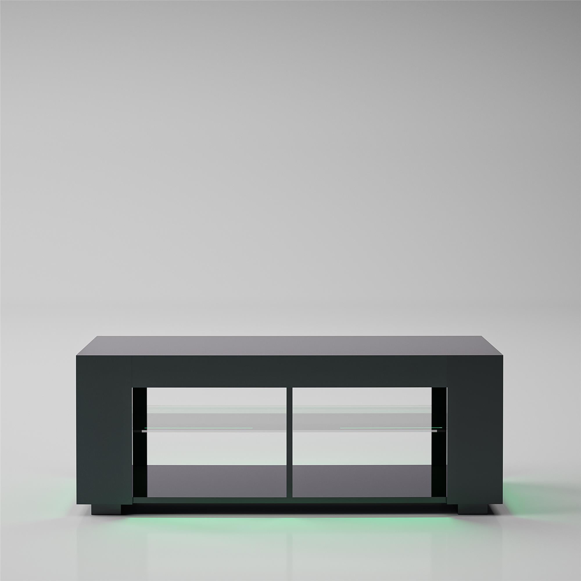NTense LED TV Stand with Glass Shelves for TVs up to 55", Black Gloss - Image 5