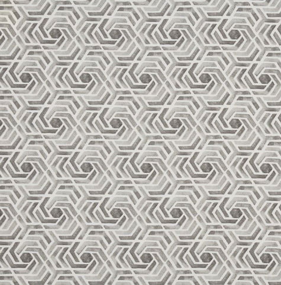 Grey and White Geometric Indoor, Outdoor Bench Cushion, Corded - Image 2