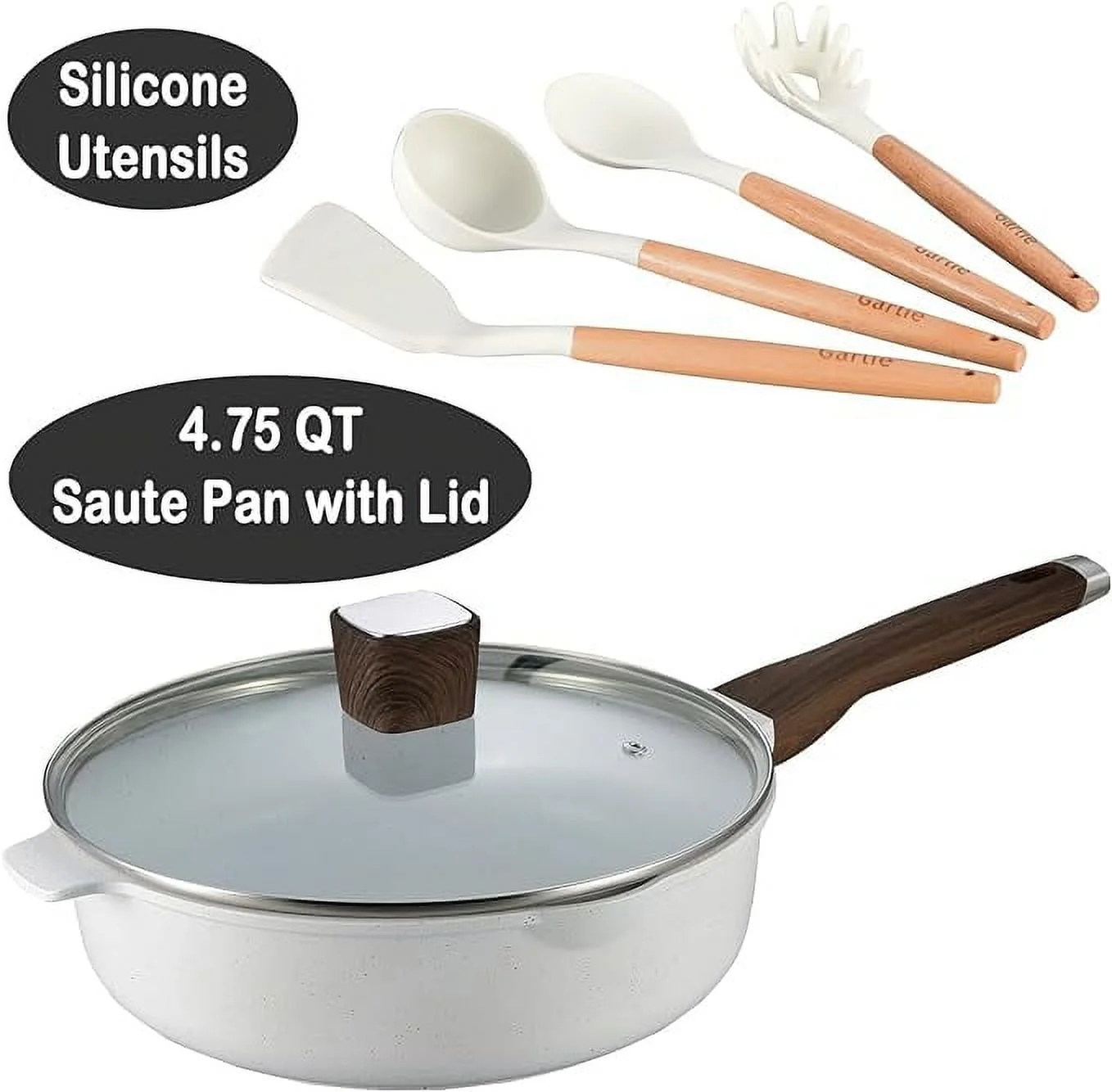 Garlie 10 Piece Nonstick Granite Cookware Set, Silicone - Image 2