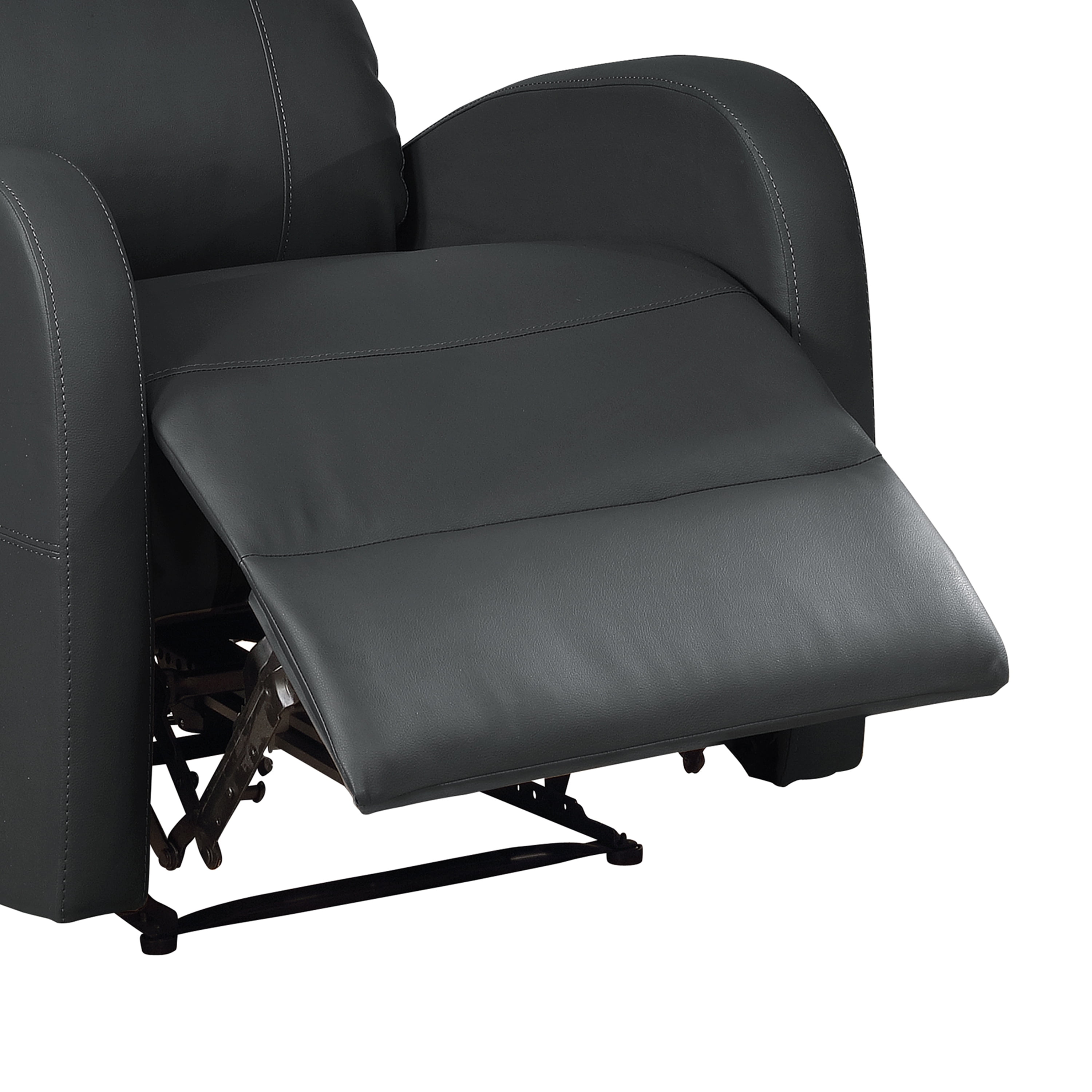 Leather Infused Upholstered Power Reclining Chair with Gentle Lumbar Massage, Black - Image 7