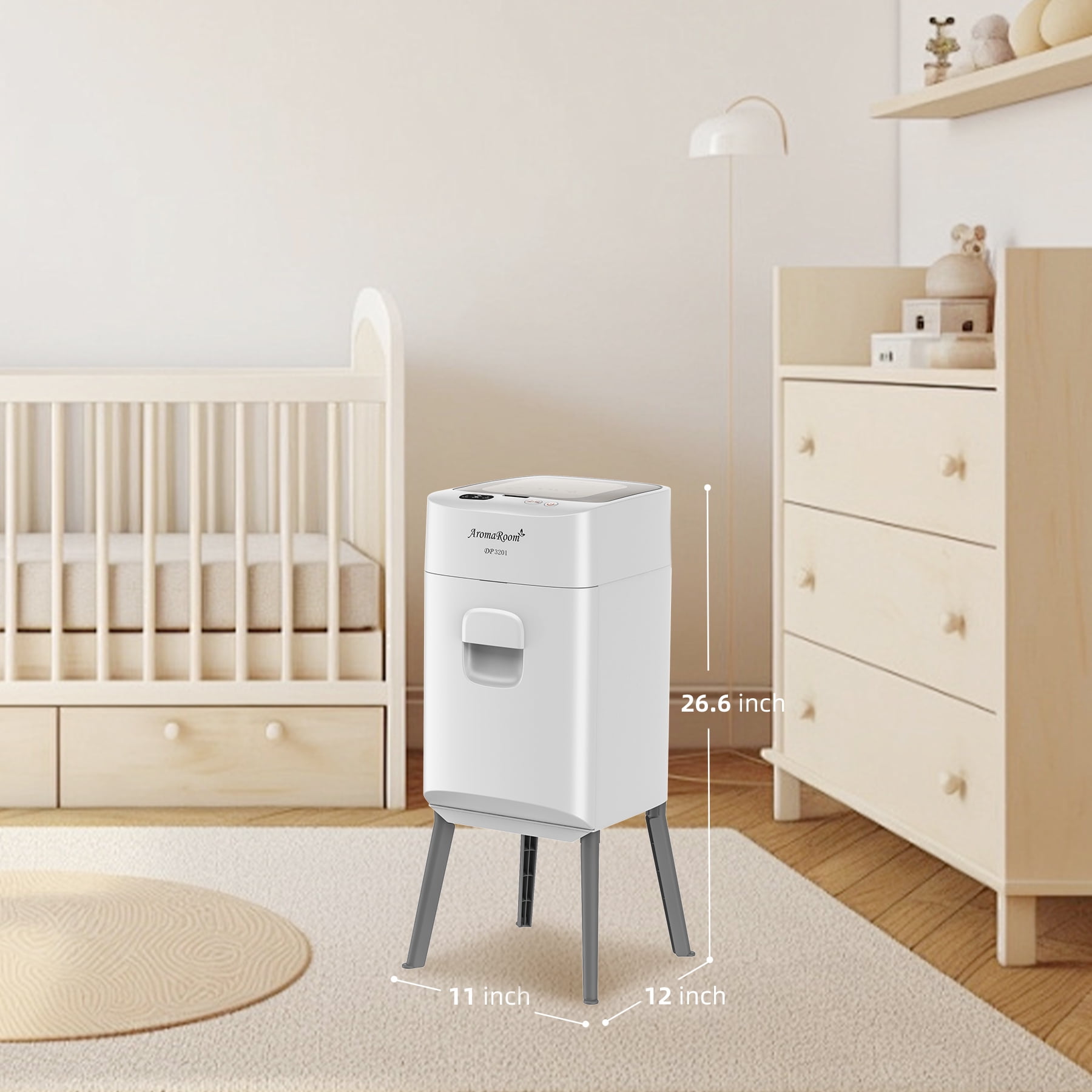 Aroma Room Electric Full-Automatic Odor-Locking Diaper Pail with 36 Count Bags, White - Image 8