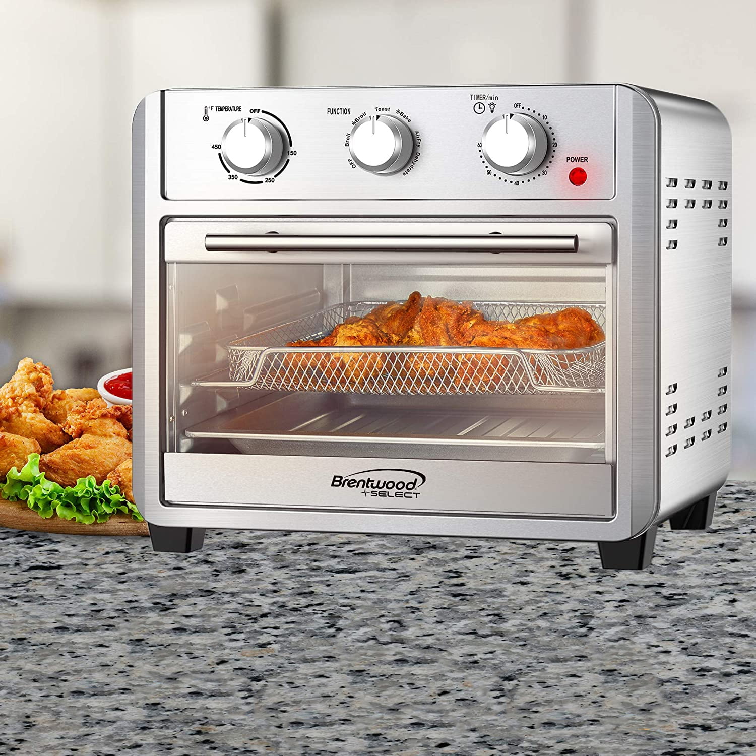 Brentwood Select 24-Qt. 1,700-Watt Stainless Steel Convection Air Fryer Toaster Oven - Image 4