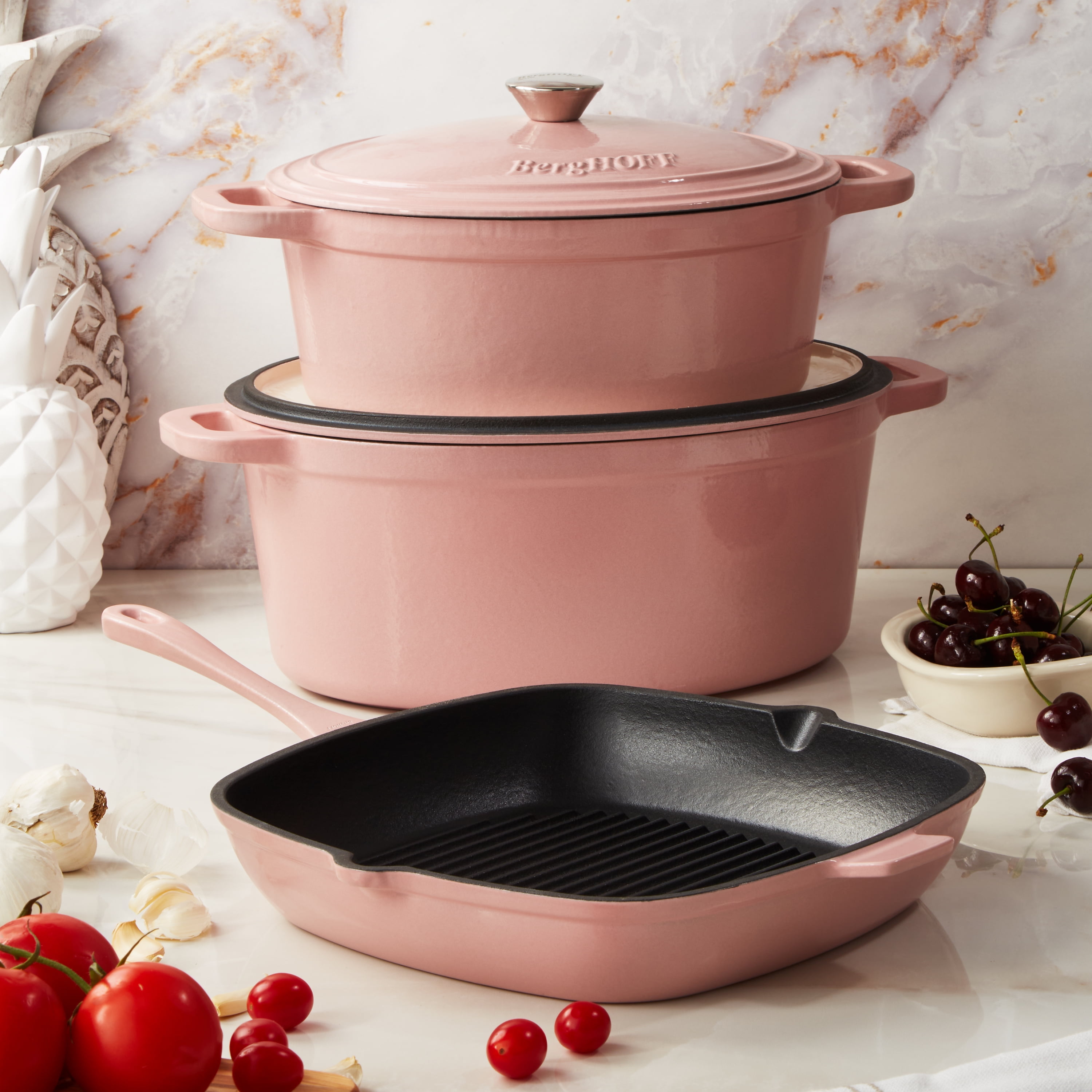 BergHOFF Neo Cast Iron Square Grill Pan 11", Pink - Image 3