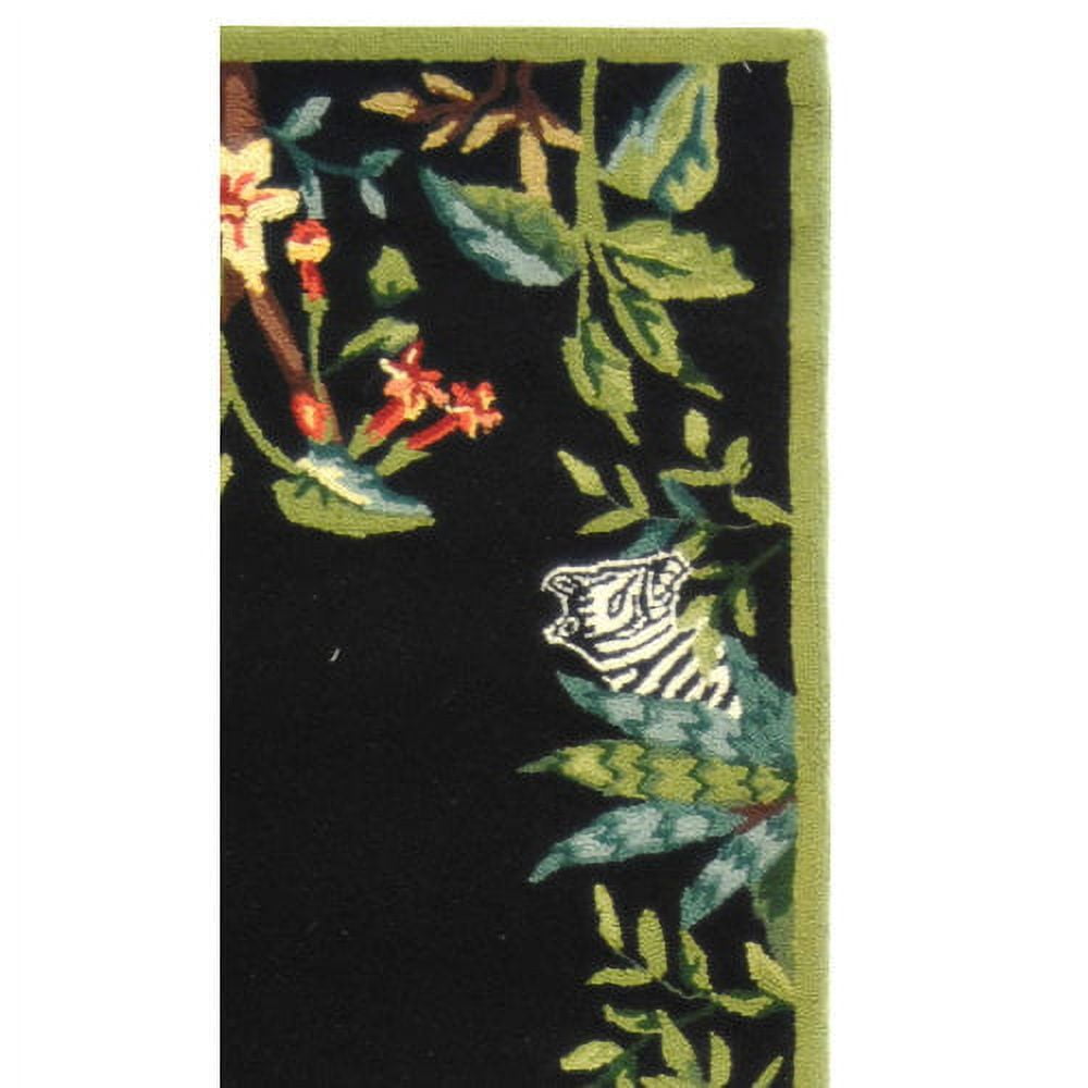 SAFAVIEH Chelsea Deloris Animal Lovers Wool Runner Rug, Black/Green, 2'6" x 12' - Image 2