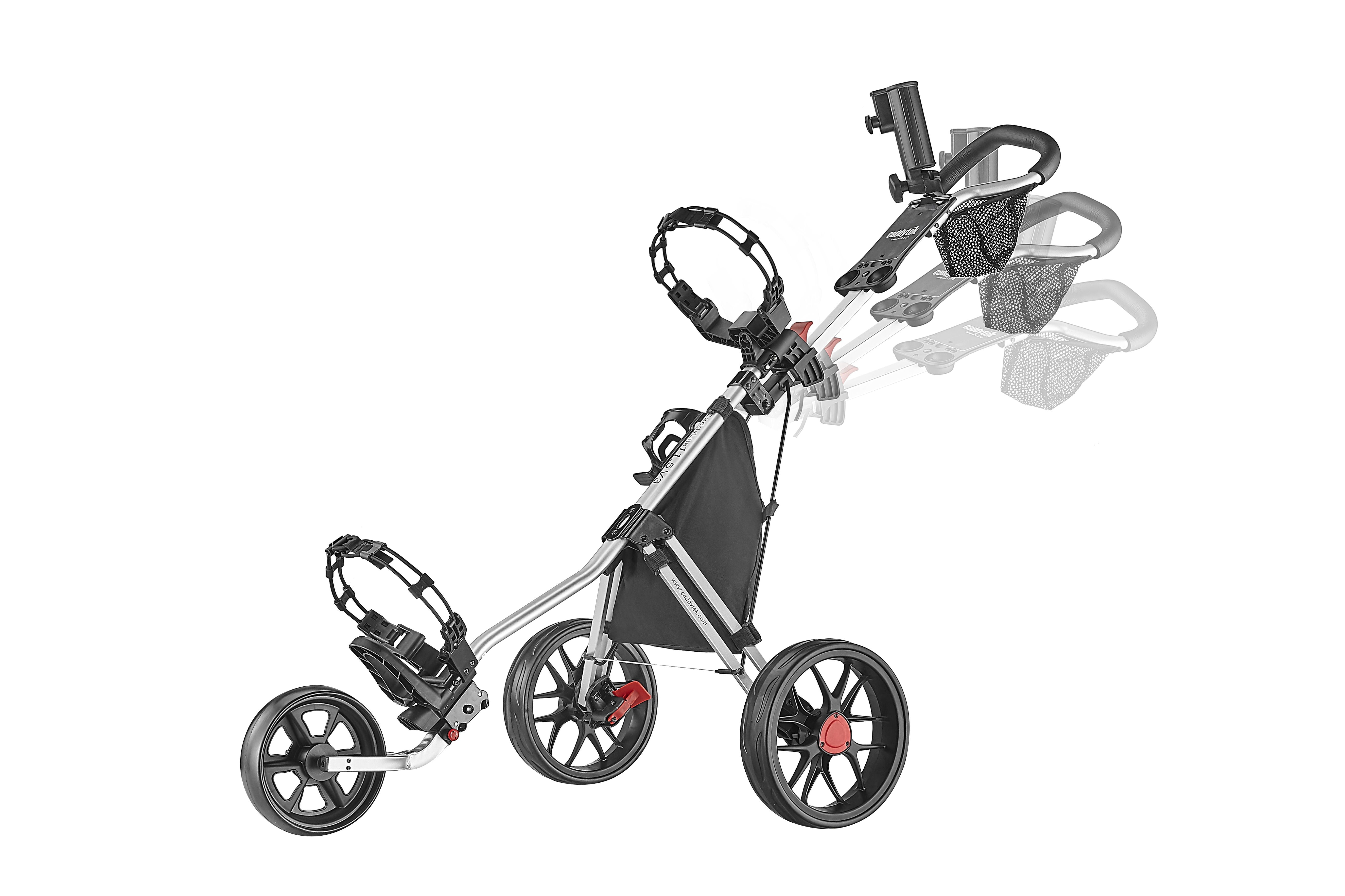 CaddyTek CaddyLite 11.5 V3 Golf Push and Pull Cart, Silver - Image 5