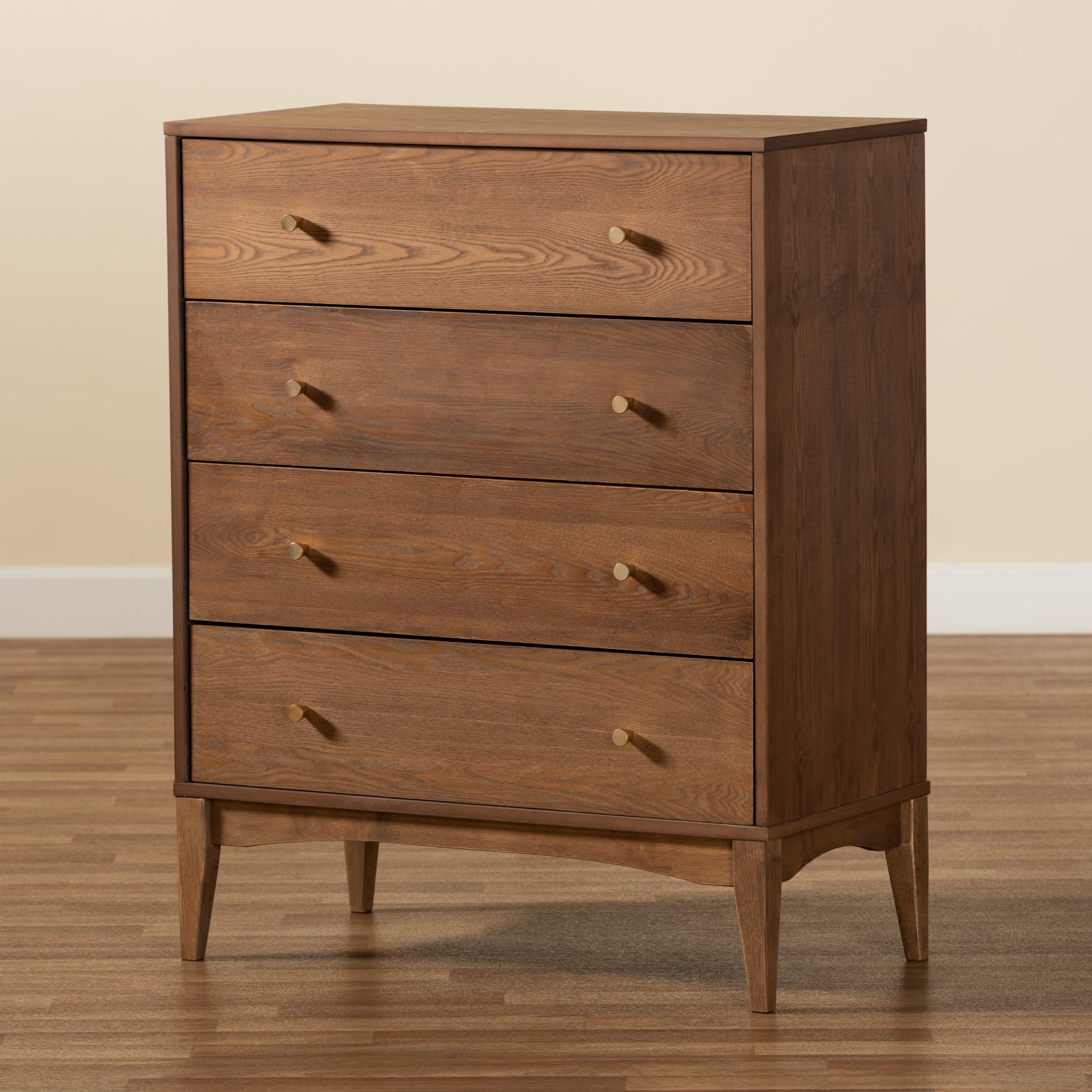 Baxton Studio Landis Mid-Century Modern Ash Walnut Finished Wood 4-Drawer Chest - Image 3