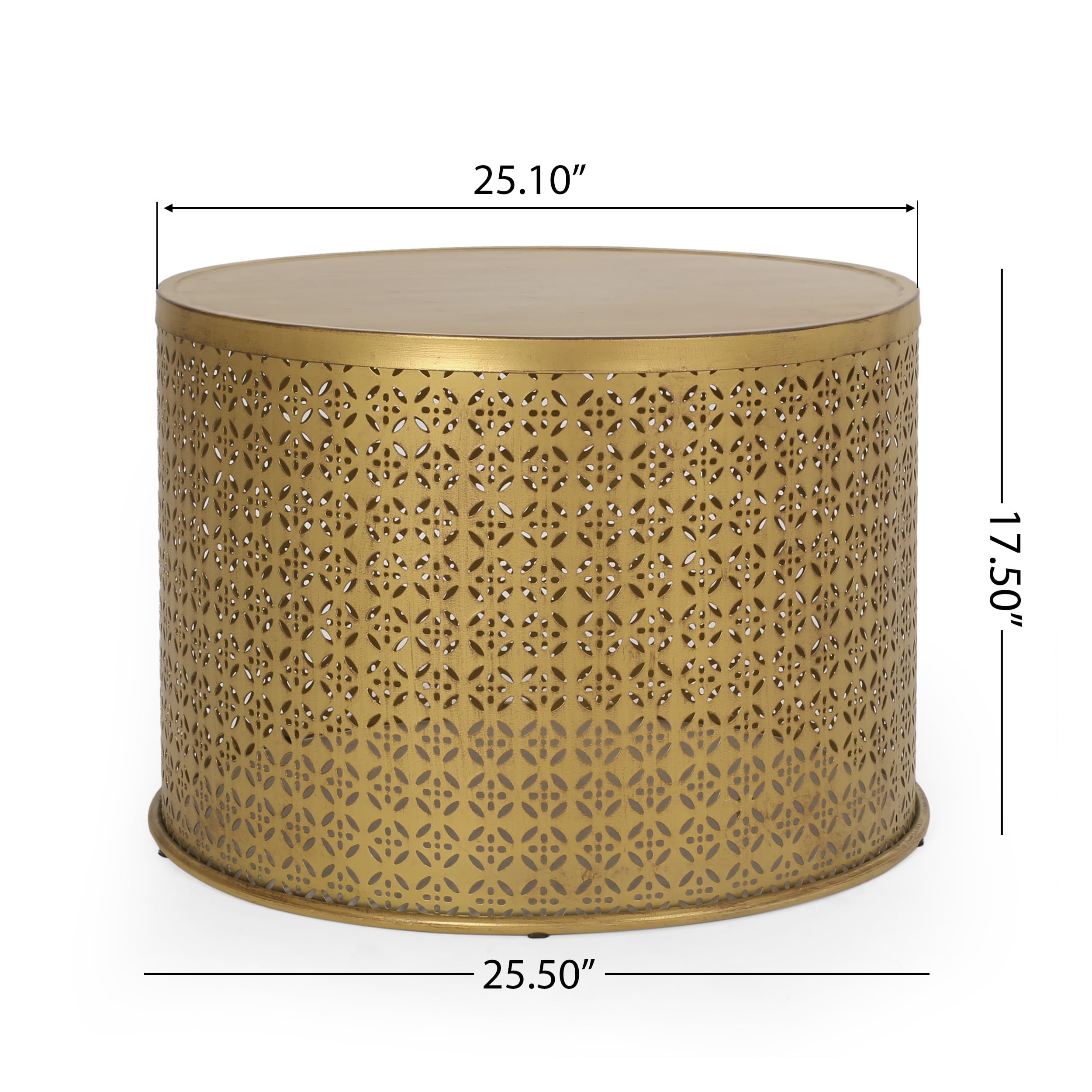 Noble House Colstrip Bohemian Round Iron Coffee Table, Gold Brushed Brown - Image 5