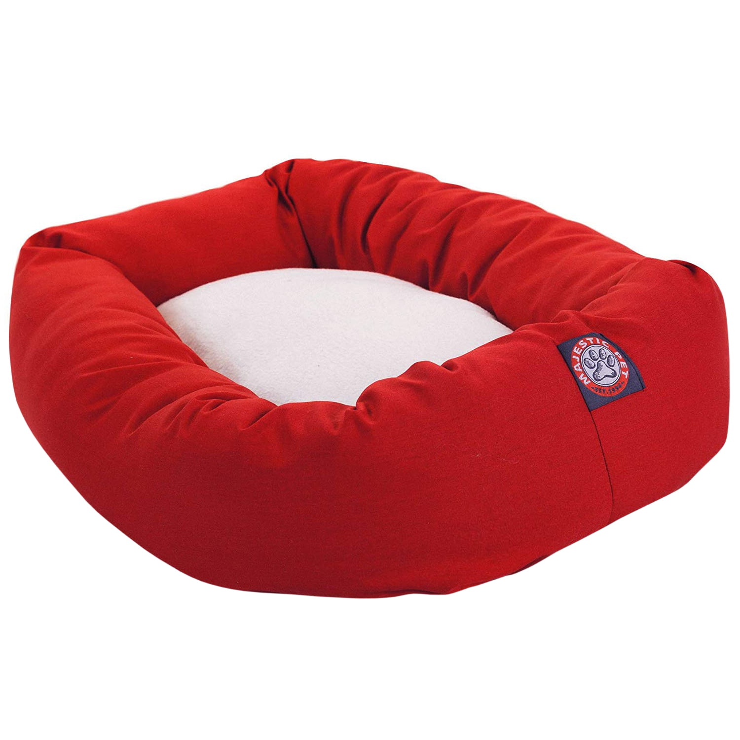 Majestic Pet Sherpa Poly/Cotton Bagel Pet Bed for Dogs, Calming Dog Bed Washable, Medium, Red - Image 5