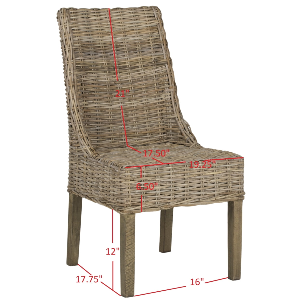 SAFAVIEH Suncoast Nautical Rattan Solid Dining Parsons Chair, Natural (Set of 2) - Image 4