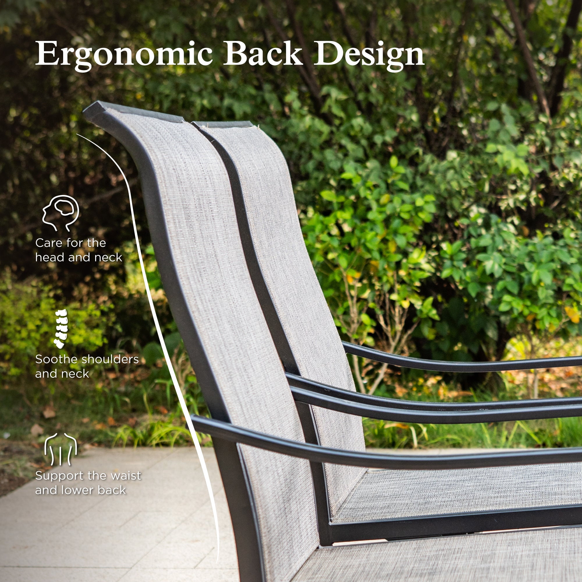 Sophia & William Patio Dining Chairs Outdoor Swivel Textilene Chairs Set of 2 with Black Steel Frame - Image 4