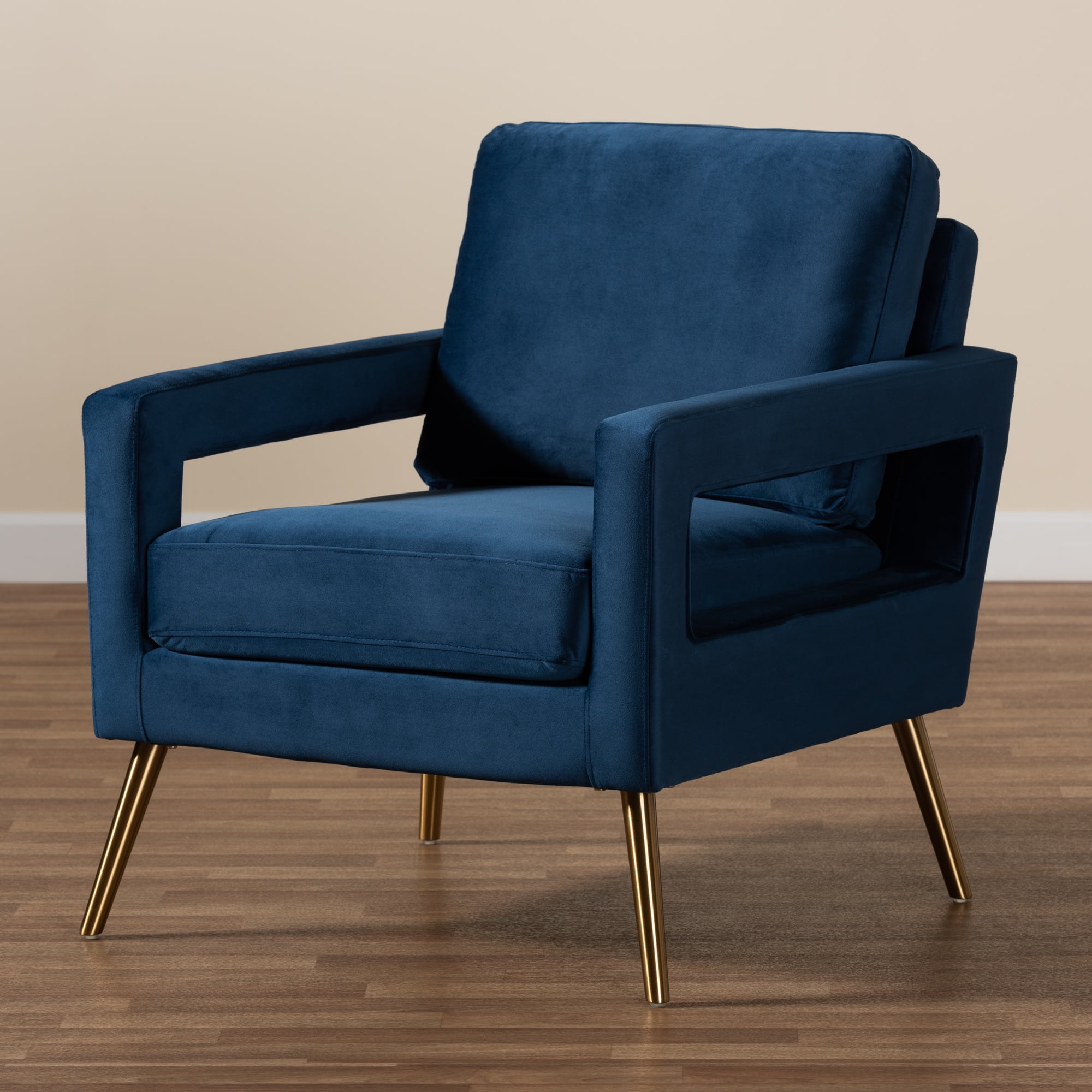 Baxton Studio Leland Wingback Chair, Navy Blue - Image 9