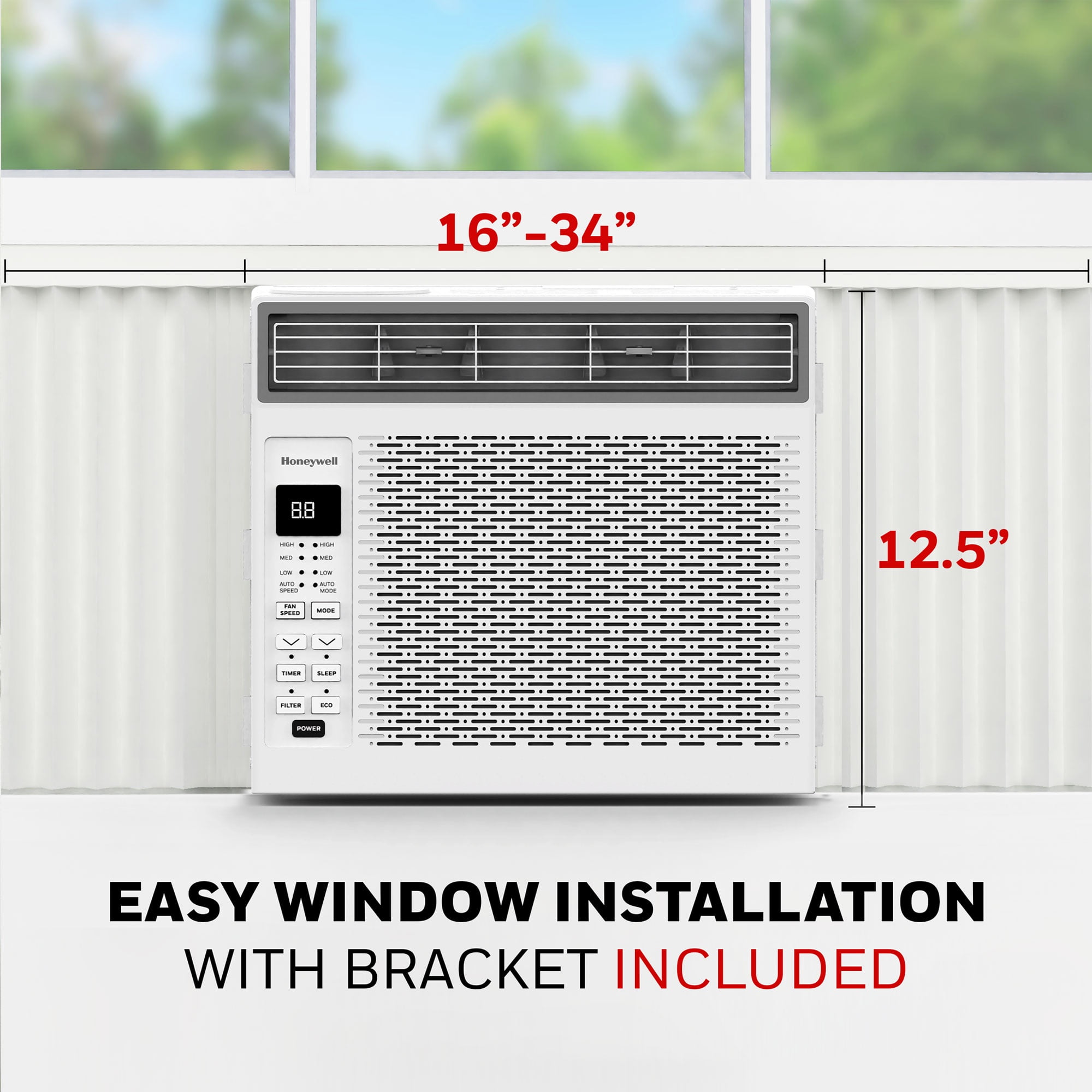 Honeywell 6,000 BTU Digital Window Air Conditioner, Remote, LED Display, 4 Modes, Eco, 250 sq ft Coverage - Image 4
