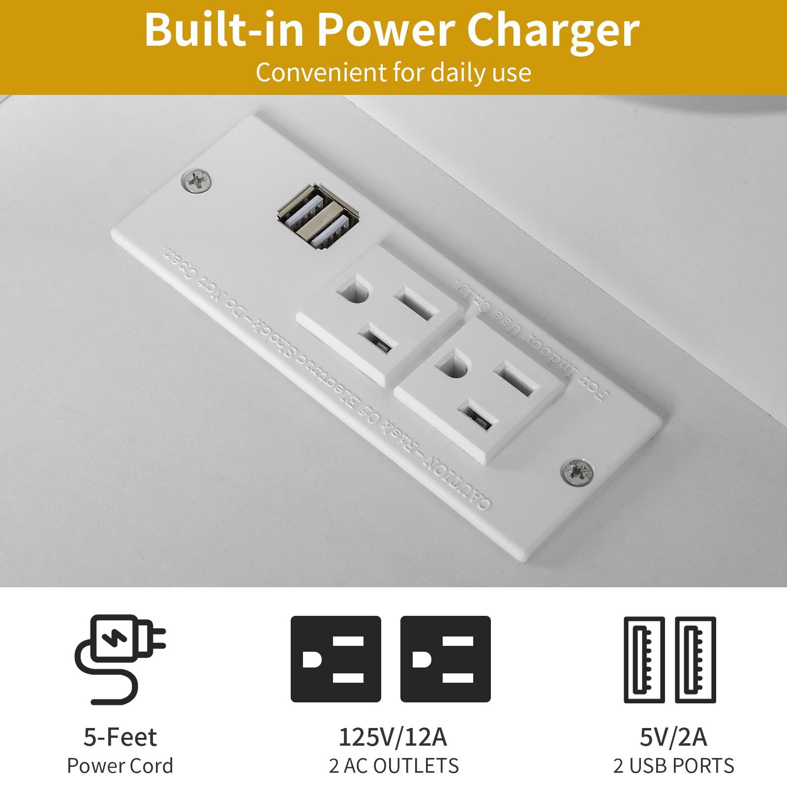 Ktaxon 3 Color Lighted Vanity Table Set, Makeup Table with LED Nightstand, Dressing Table with USB Charging Station, Women, Female Bedroom, White - Image 10