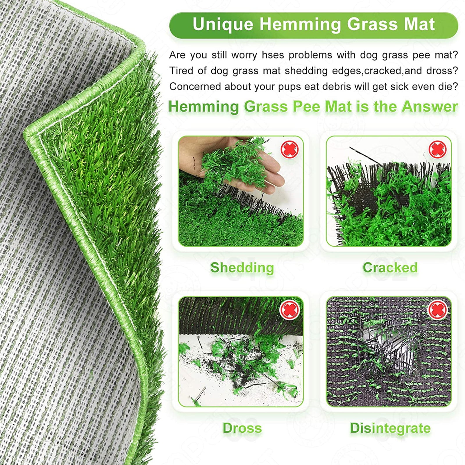 Hompet Dog Potty with Tray Large 30''x20'', Artificial Grass Patch for Indoor and Outdoor Use, Puppy Turf Grass Pad Reusable Training Pads with Pee Baffle, Ideal for Medium and Small Dogs - Image 3
