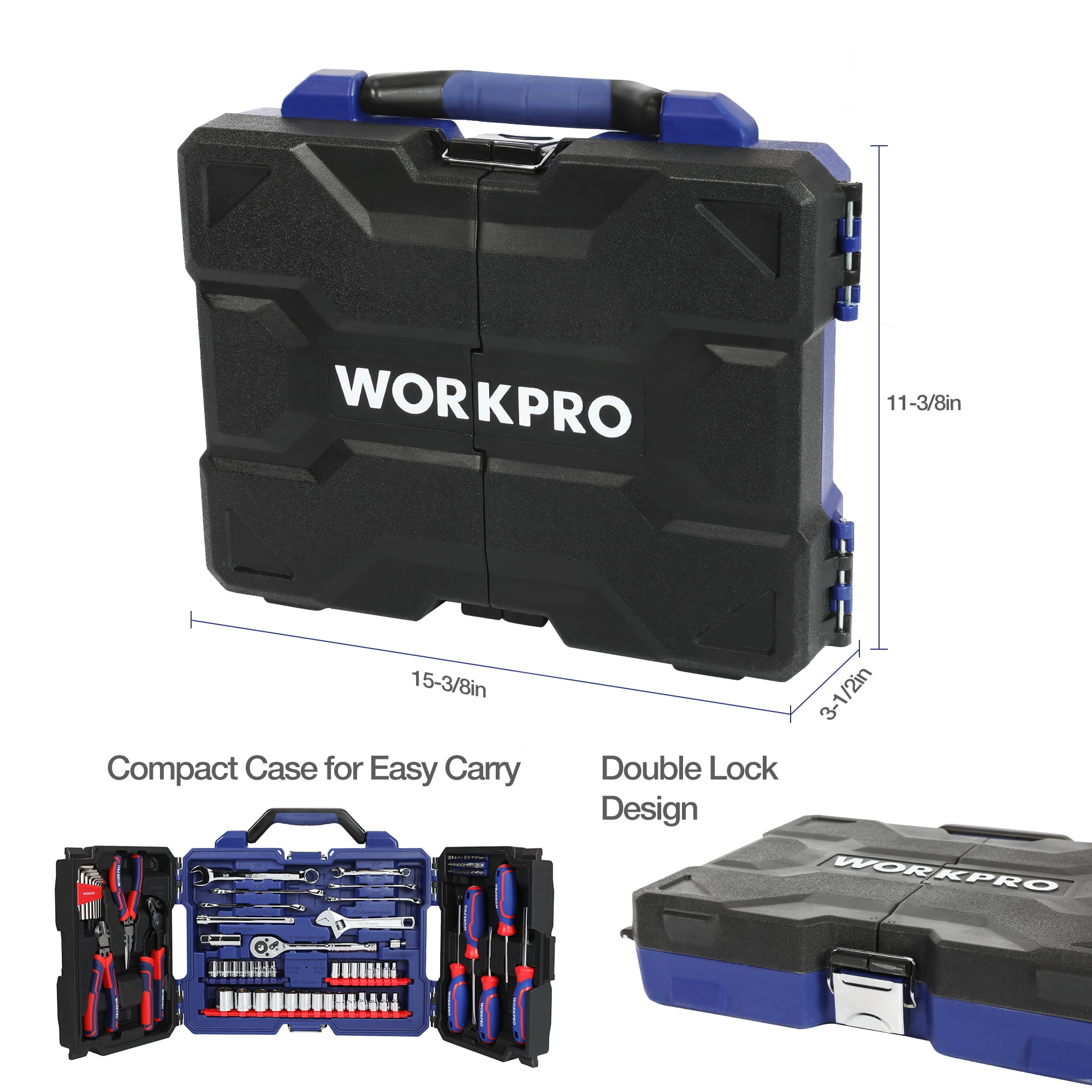 WORKPRO 87 Piece Mechanic Tool Set, Auto Repair Tool Set, Tool Box with Tools Included, General Household Hand Tool Kit with Plastic Toolbox Storage Case - Image 3