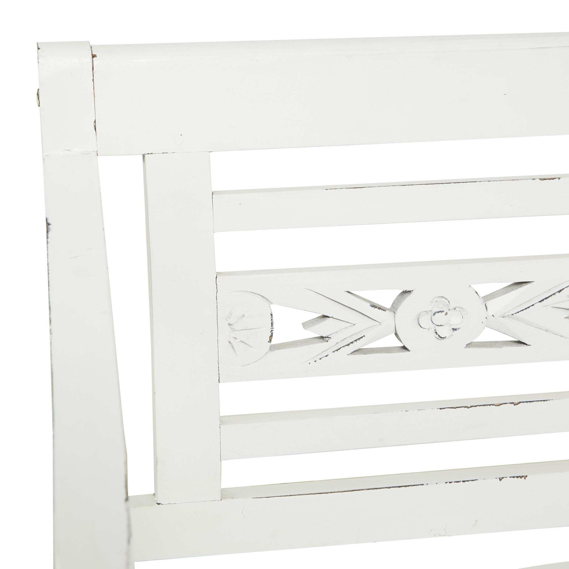 DecMode Wood Bench, White - Image 3