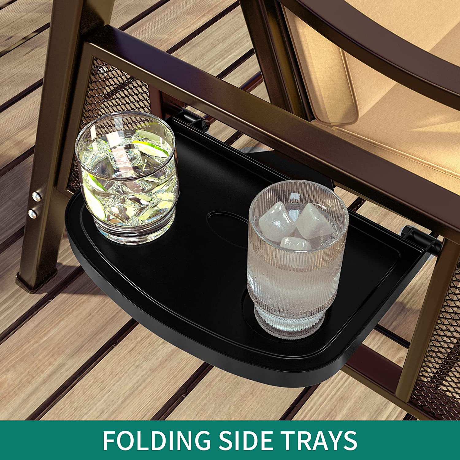 Dextrus Alloy Steel Chair Porch Swings with Adjustable Canopy and Removable Cushions, Dark Brown - Image 3