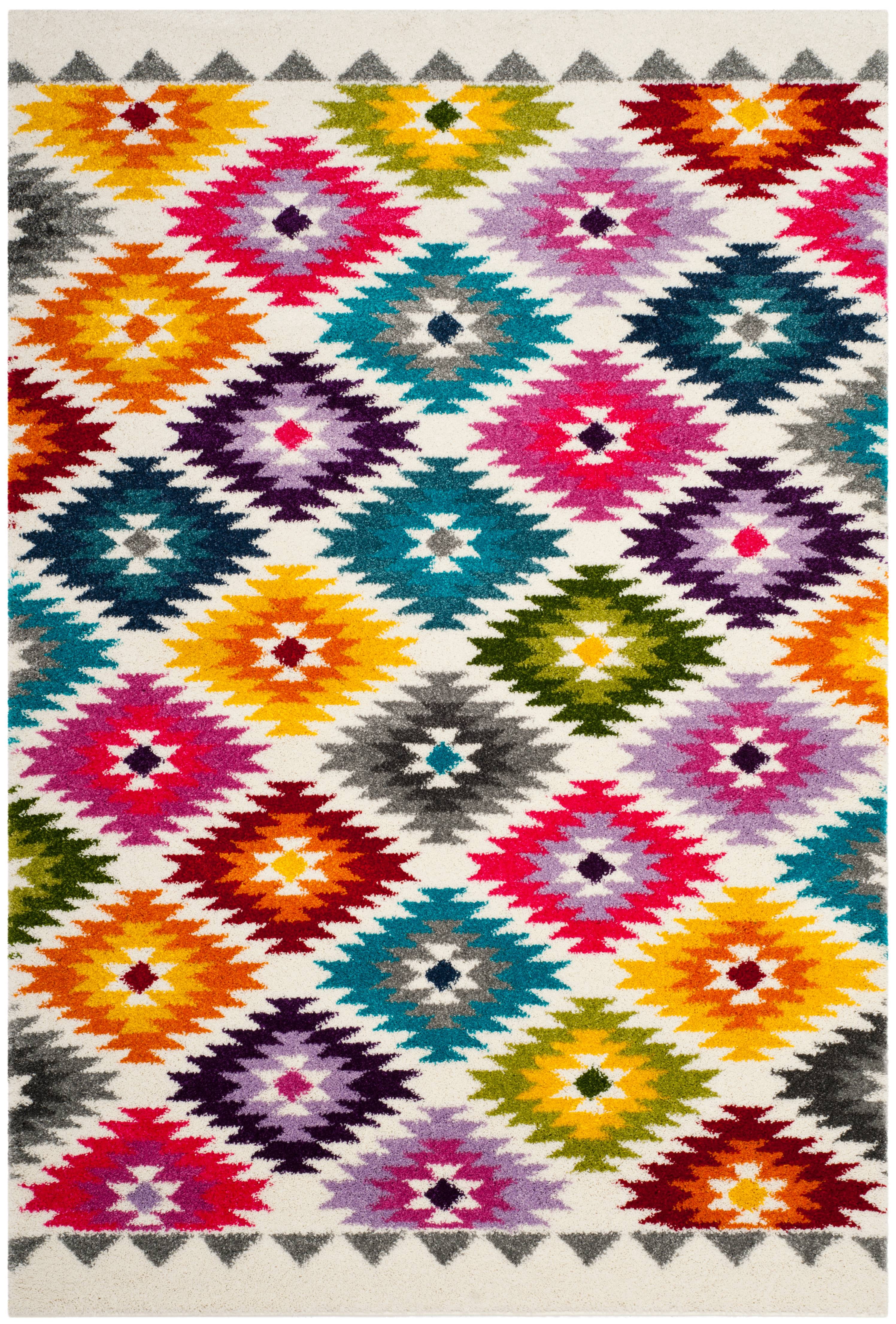 Safavieh FIESTA SHAG, CREAM / MULTI, 5'-1" X 7'-6", Area Rug, FSG374A-5 - Image 2