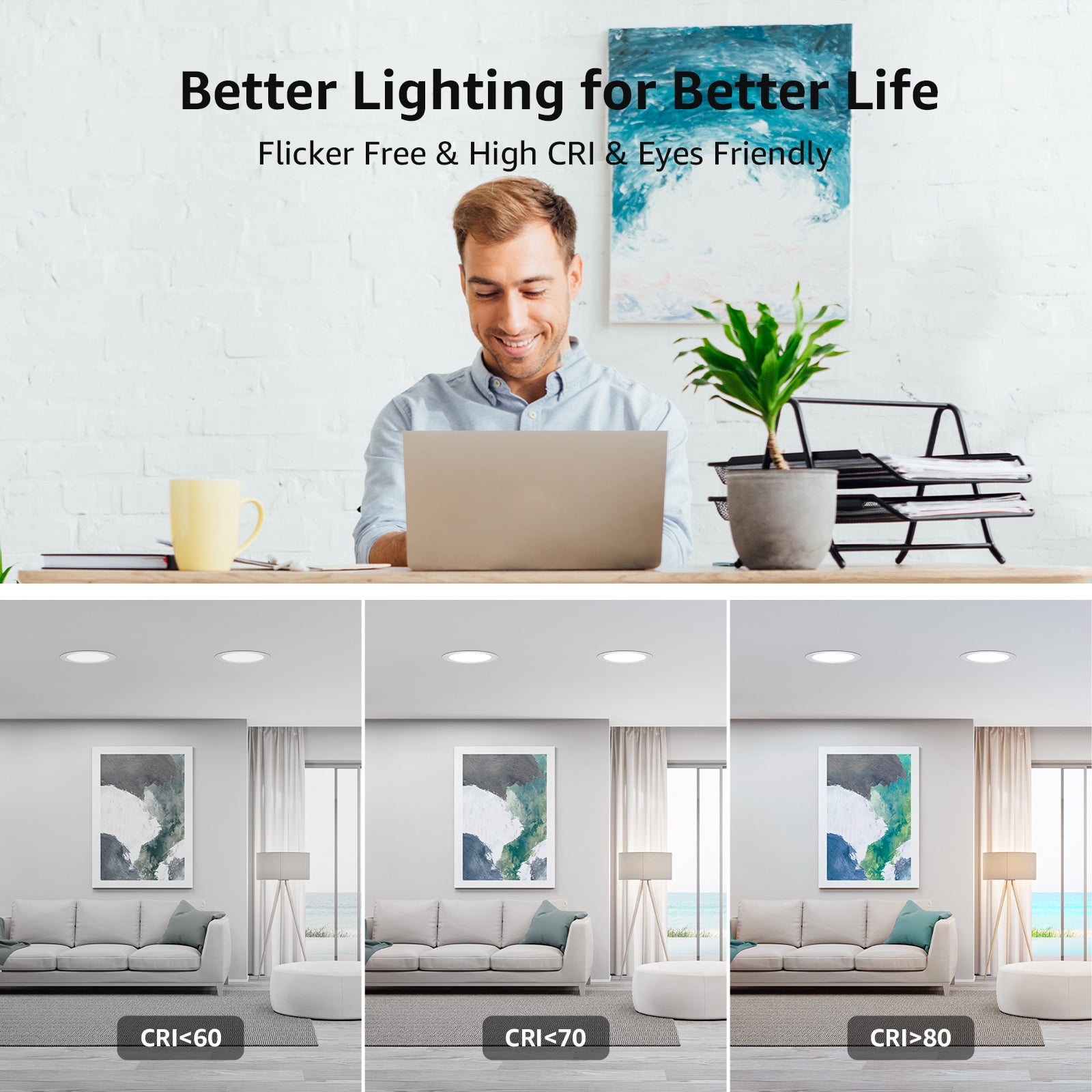 Lepro 6 Pack 6 Inch Canless LED Recessed Light,Dimmable Retrofit Ultra-Thin Ceiling Light with Junction Box,5000K Daylight Wafer Lights 12W 1050LM,50,000hrs Lifespan-ETL,FCC & Energy Star Certified - Image 5