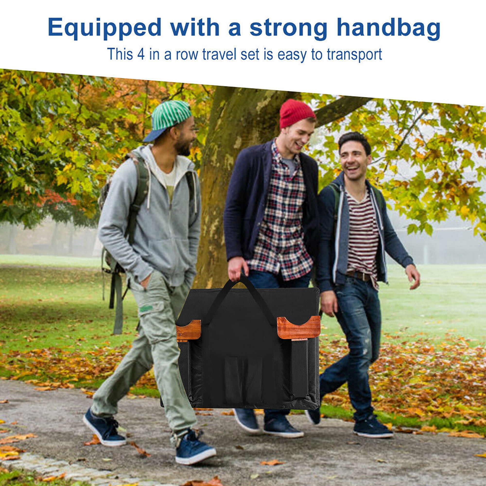 Costway Giant 4 In A Row Game Wood Board Connect Toy Adults Kids with Carrying Bag Natural - Image 9