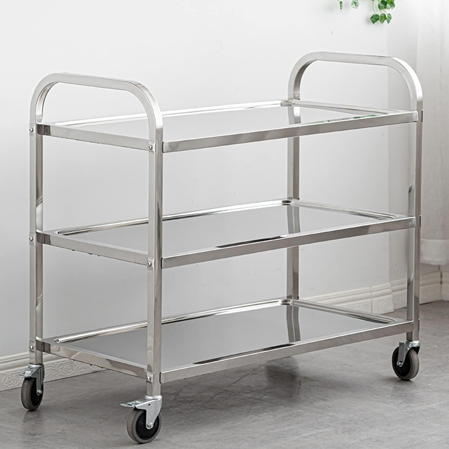 Petoto 37x20x37 inch 3-Tier Stainless Steel Utility Cart - Commercial Food Cart - Kitchen Serving Carts with Locking Wheels - Image 13