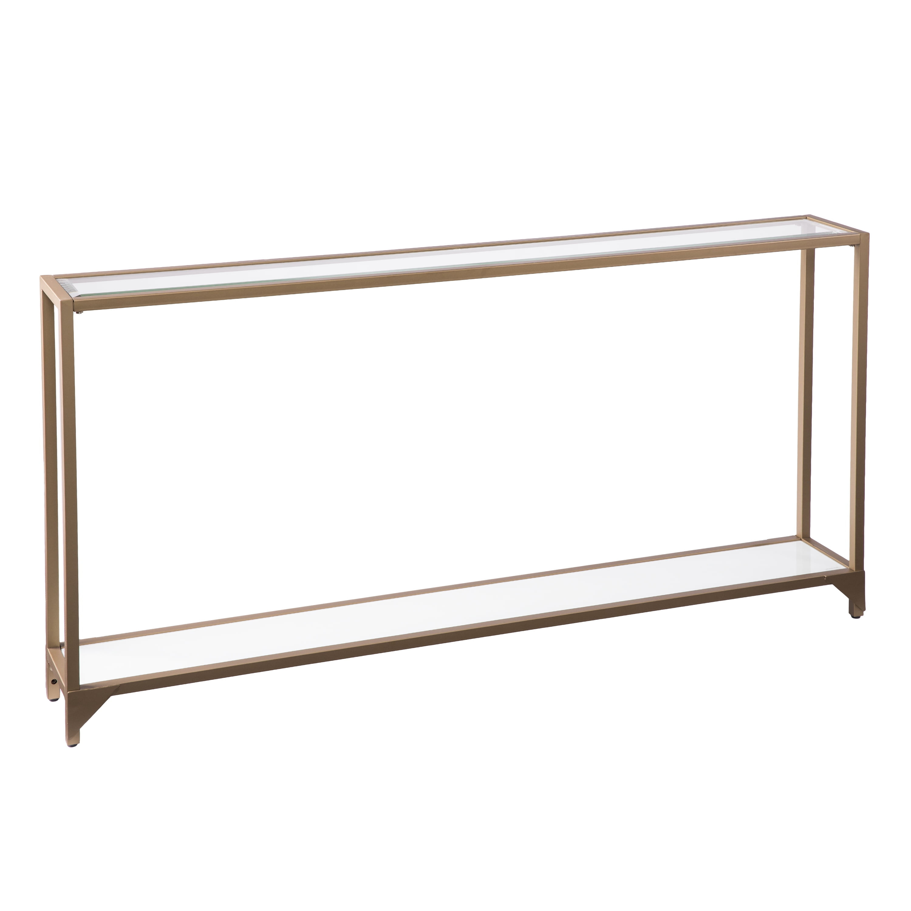 Barley Narrow Metal Console, Gold with White Glass - Image 10
