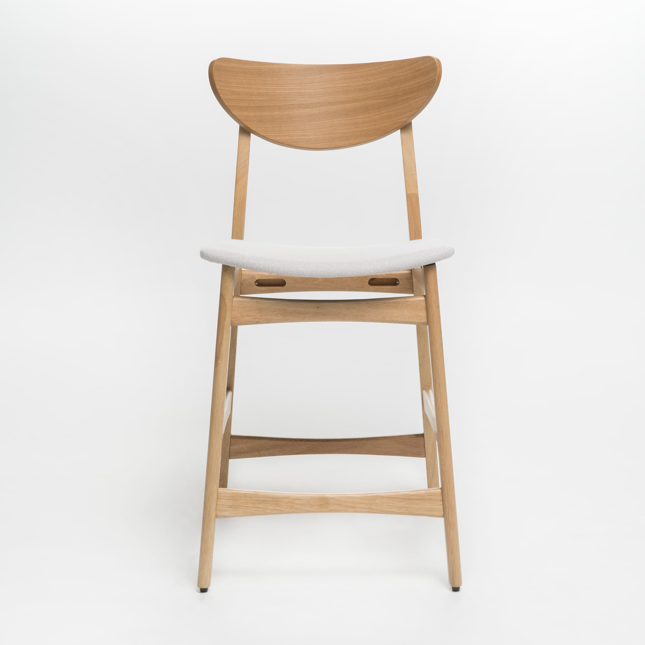 Noble House Gillian Indoor Fabric Counter Chair, Set of 2, Light Beige, Oak - Image 4