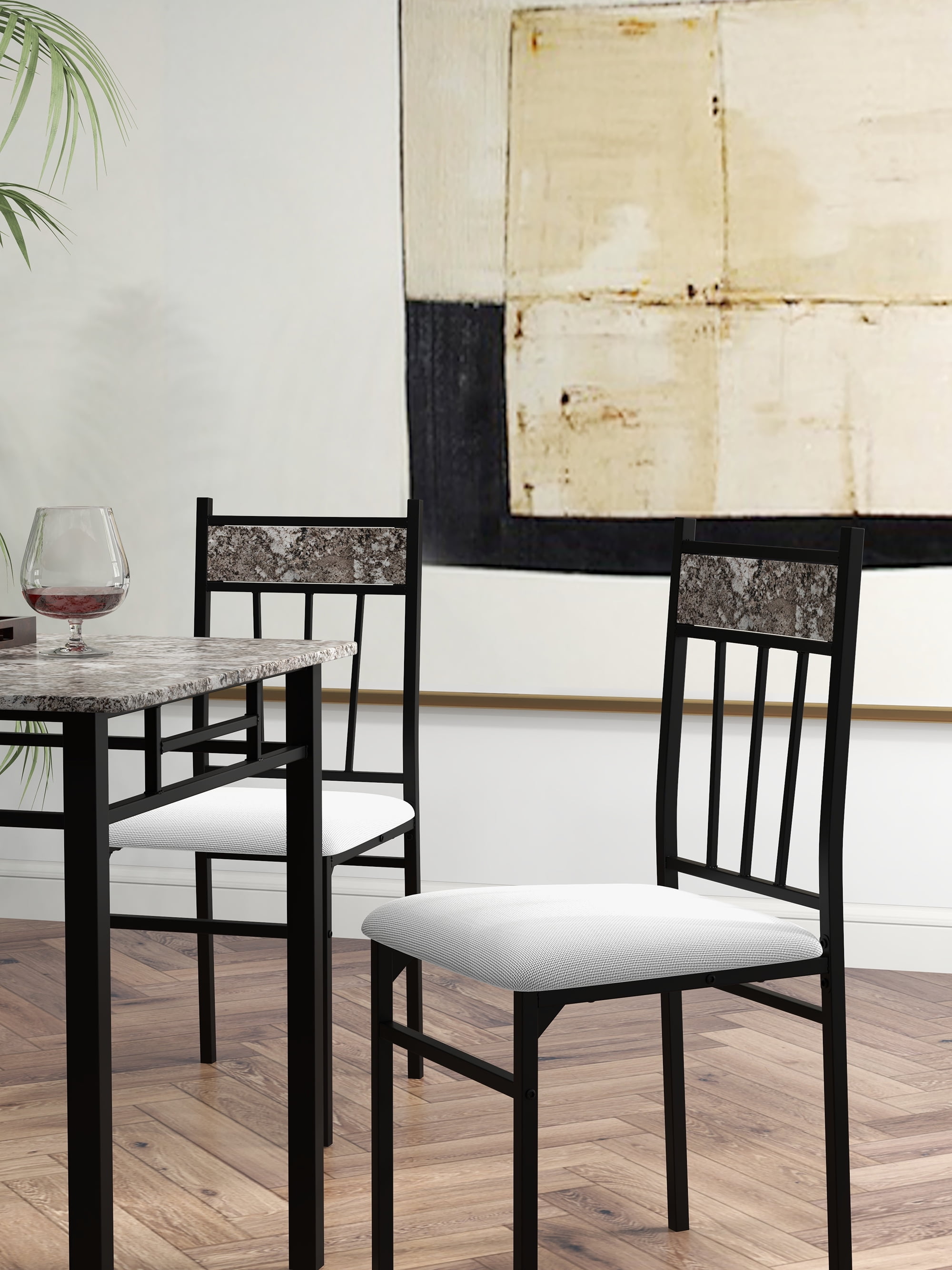 Costway 5 Piece Dining Set Faux Marble Top Table 30'' and 4 Padded Seat Chairs W/ Metal Legs - Image 5