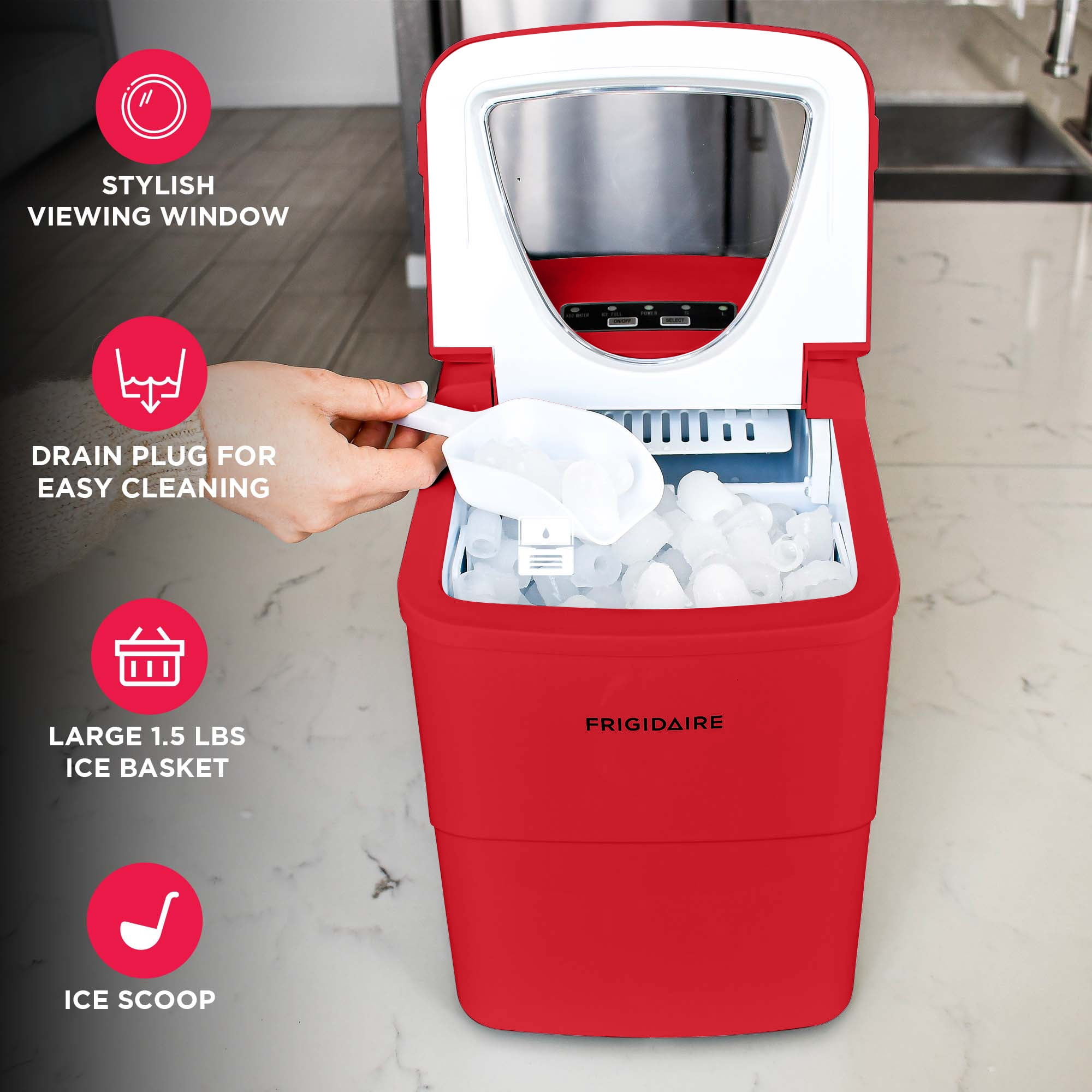 Frigidaire 26lb. Portable Countertop Icemaker - EFIC108 - RED - Image 3