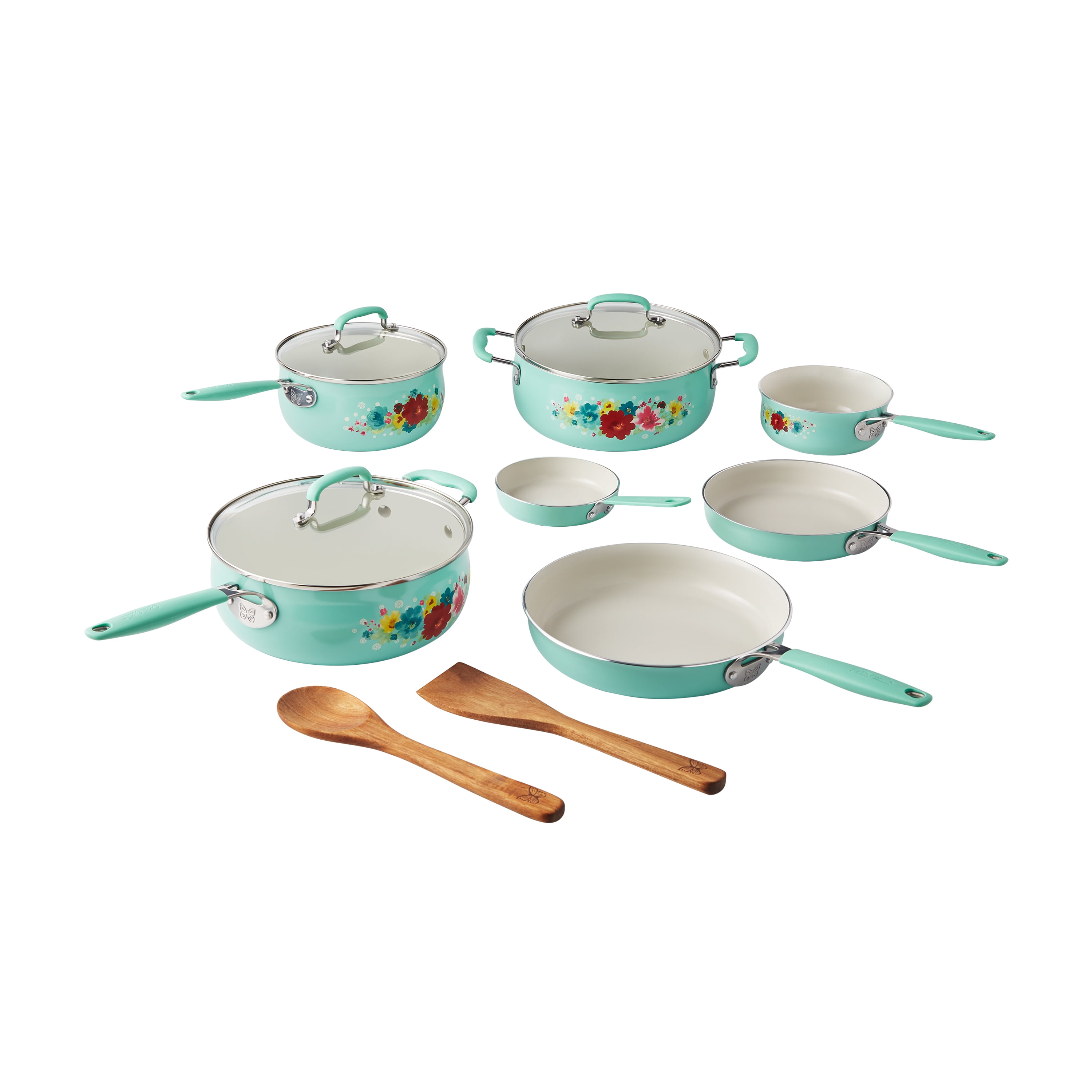 The Pioneer Woman Classic Ceramic Breezy Blossom Cookware Set, 12 Piece Set - Image 8