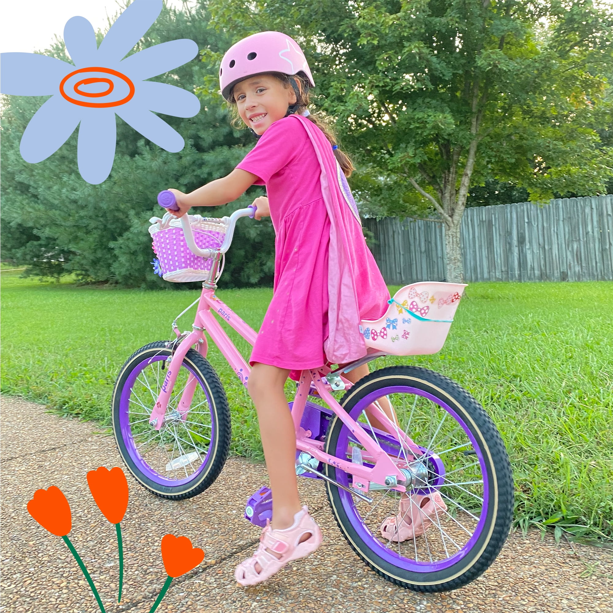 JOYSTAR Paris Girls Bike, 14 Inch Kids Bike with Training Wheels, Pink - Image 6