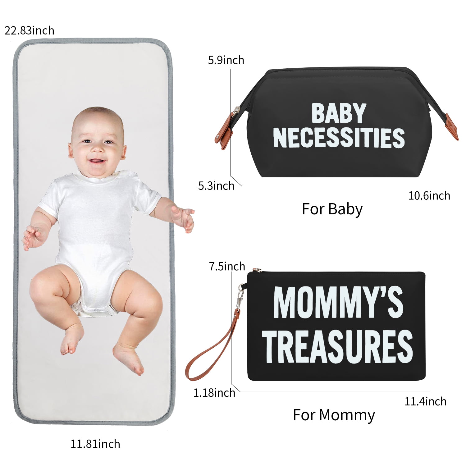 Diaper Bag Tote, Kabaqoo Large Diaper Bags Waterproof, Hospital Bag for Labor Delivery, Baby Bag Black - Image 4