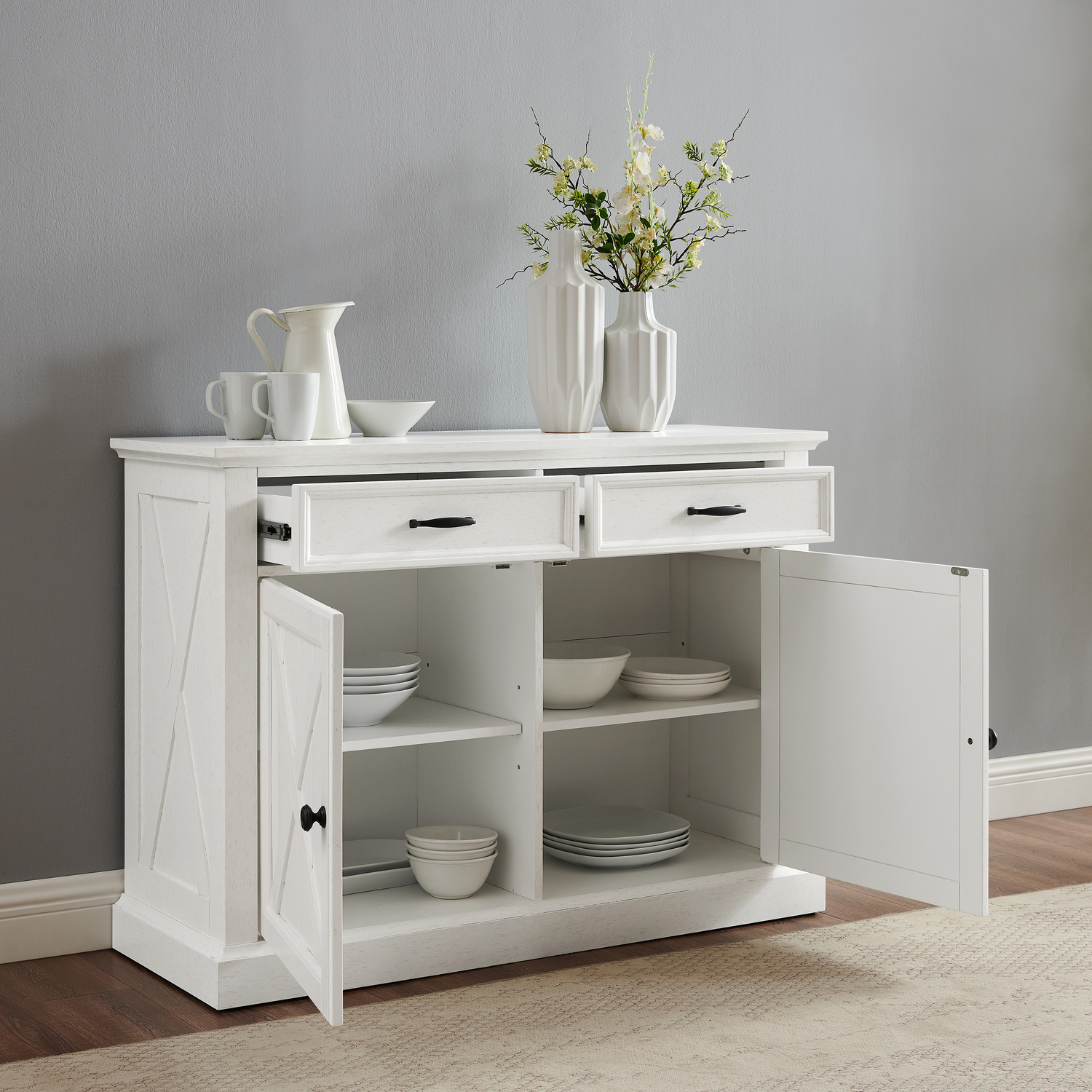 Crosley Furniture Clifton Sideboard Distressed White - Image 2