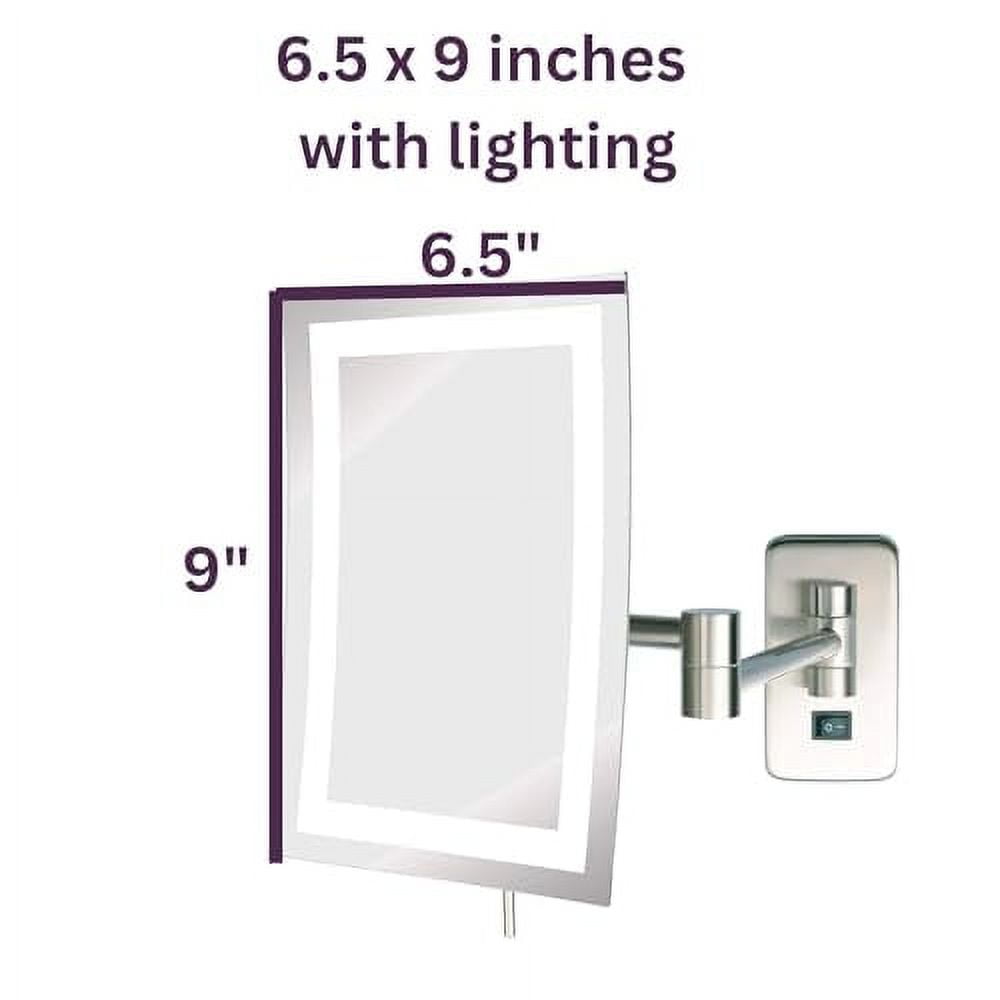 Jerdon Rectangular 6.5-Inch x 9-Inch Wall Mount Makeup Mirror - 5X Magnification - Nickel Finish, Direct Wire - Model JRT710NLD - Image 4