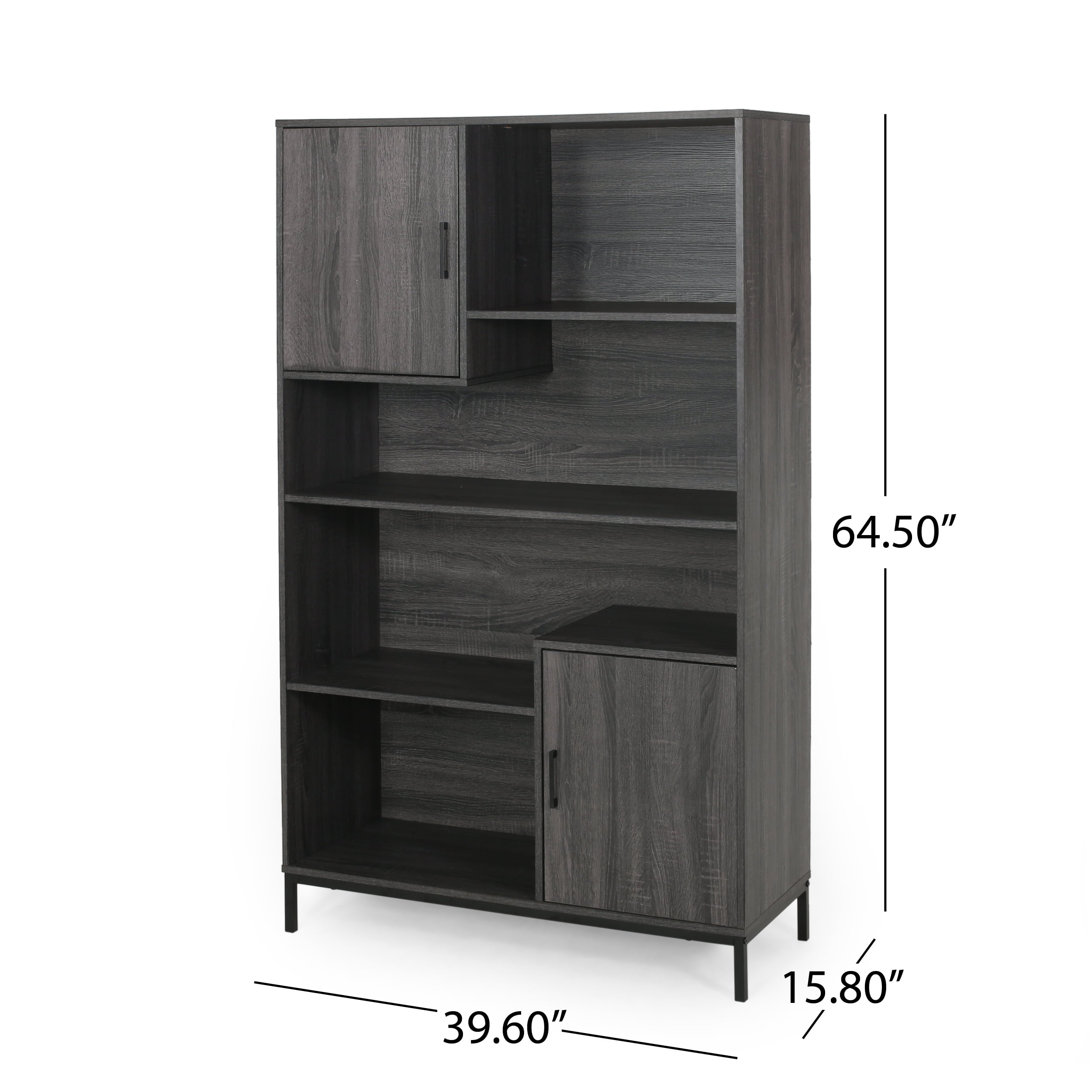 Noble House Lumiere Contemporary Faux Wood Cube Unit Bookcase, Dark Gray and Black - Image 8