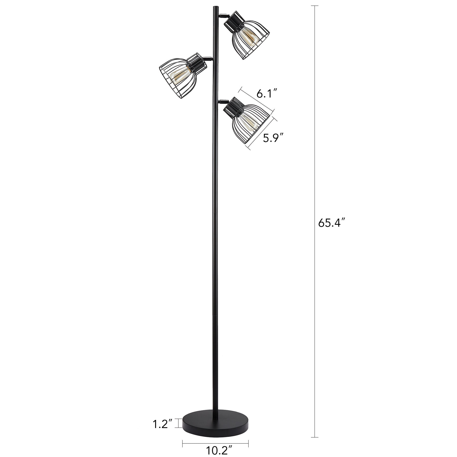 Bestco 65" Industrial Floor Lamp w Adjustable Shades for Bedroom Living Room More - Image 2