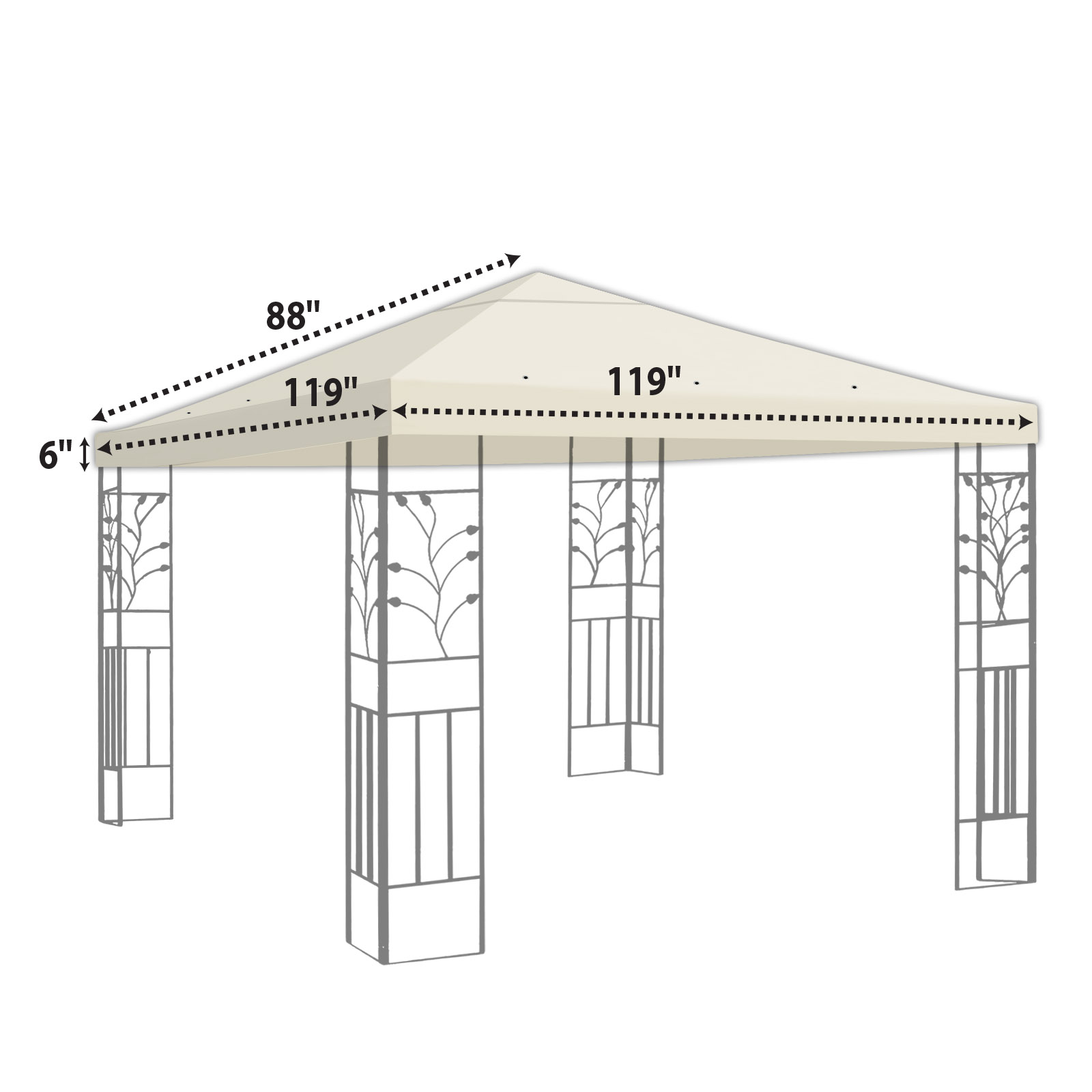 SUNNY 10x10 FT Gazebo Replacement Canopy Top Single Tier Canopy Top Cover (Ecru) - Image 8