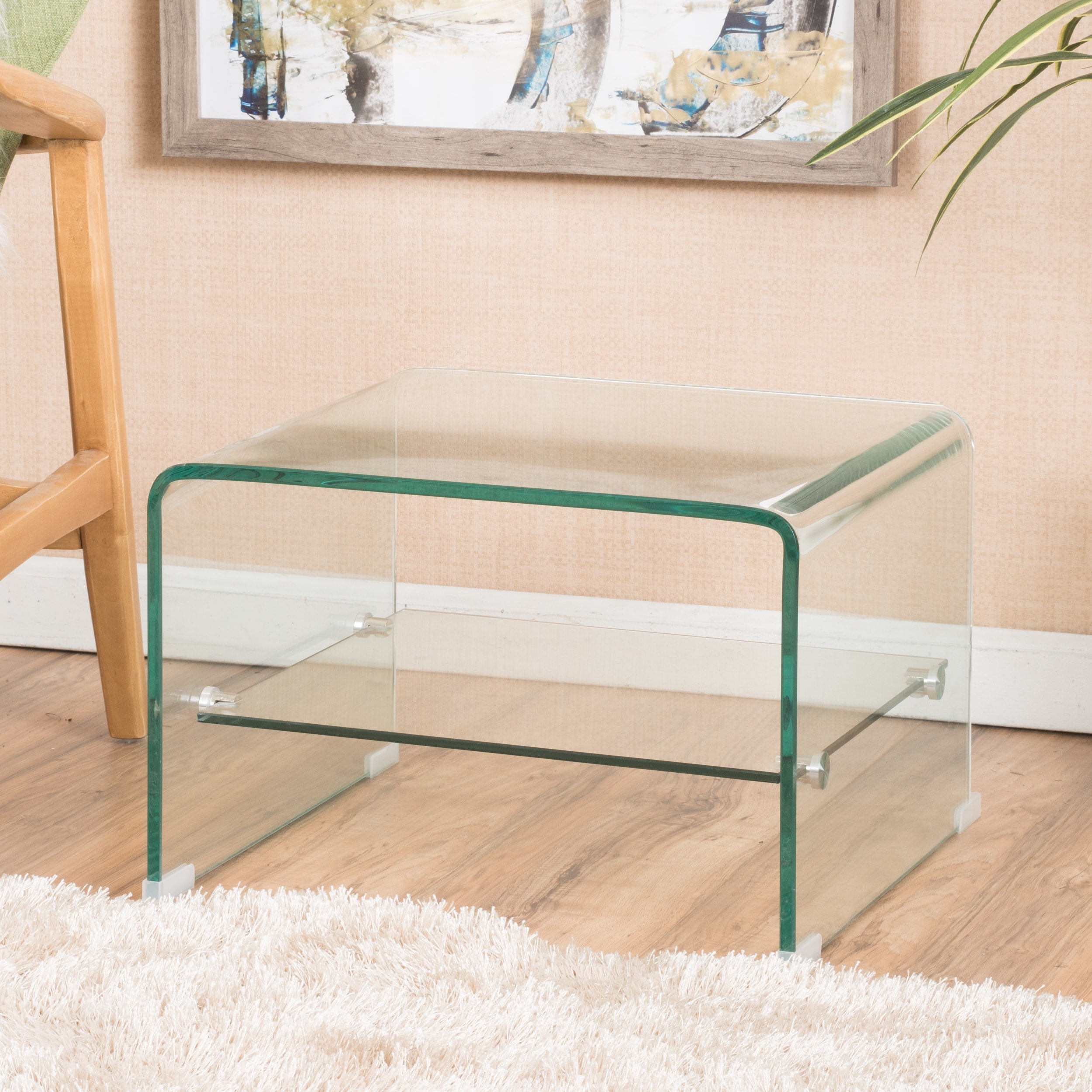 Noble House Manning 12mm Tempered Glass End Table, Clear - Image 3