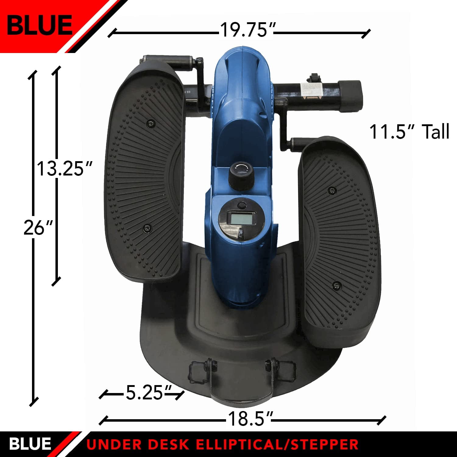 JFIT Under Desk and Stand Up Mini Elliptical/Stepper w/Adjustable Angle, Navy/Black - Image 7