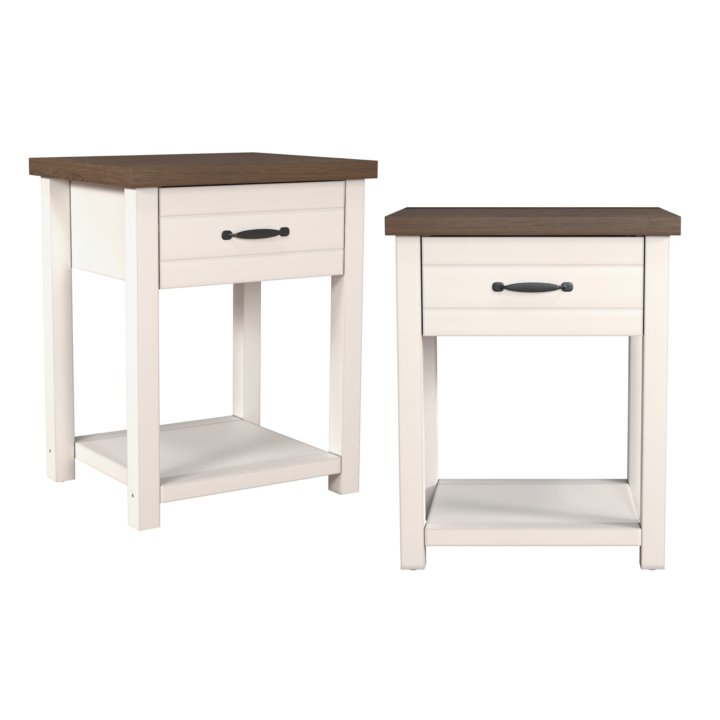 Hillsdale Lancaster Farmhouse Oak Top 1 Drawer Nightstand, Set of 2, Ivory - Image 18
