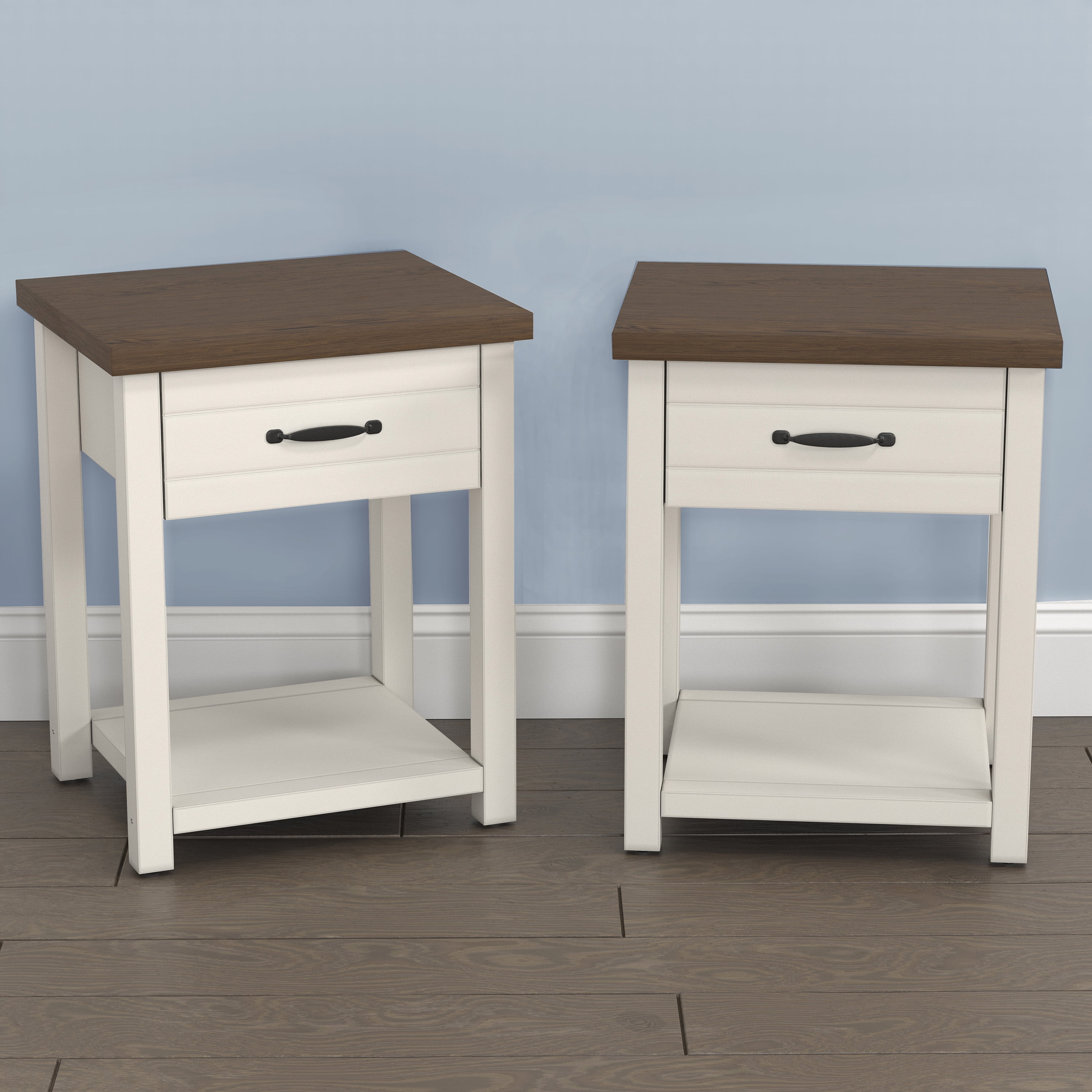 Hillsdale Lancaster Farmhouse Oak Top 1 Drawer Nightstand, Set of 2, Ivory - Image 19