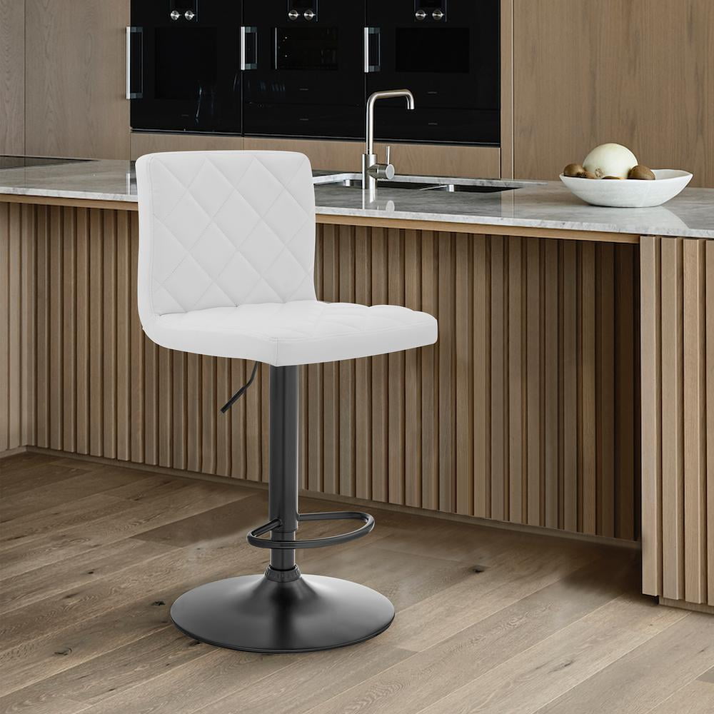 Duval Adjustable White Faux Leather Swivel Bar Stool - Image 6