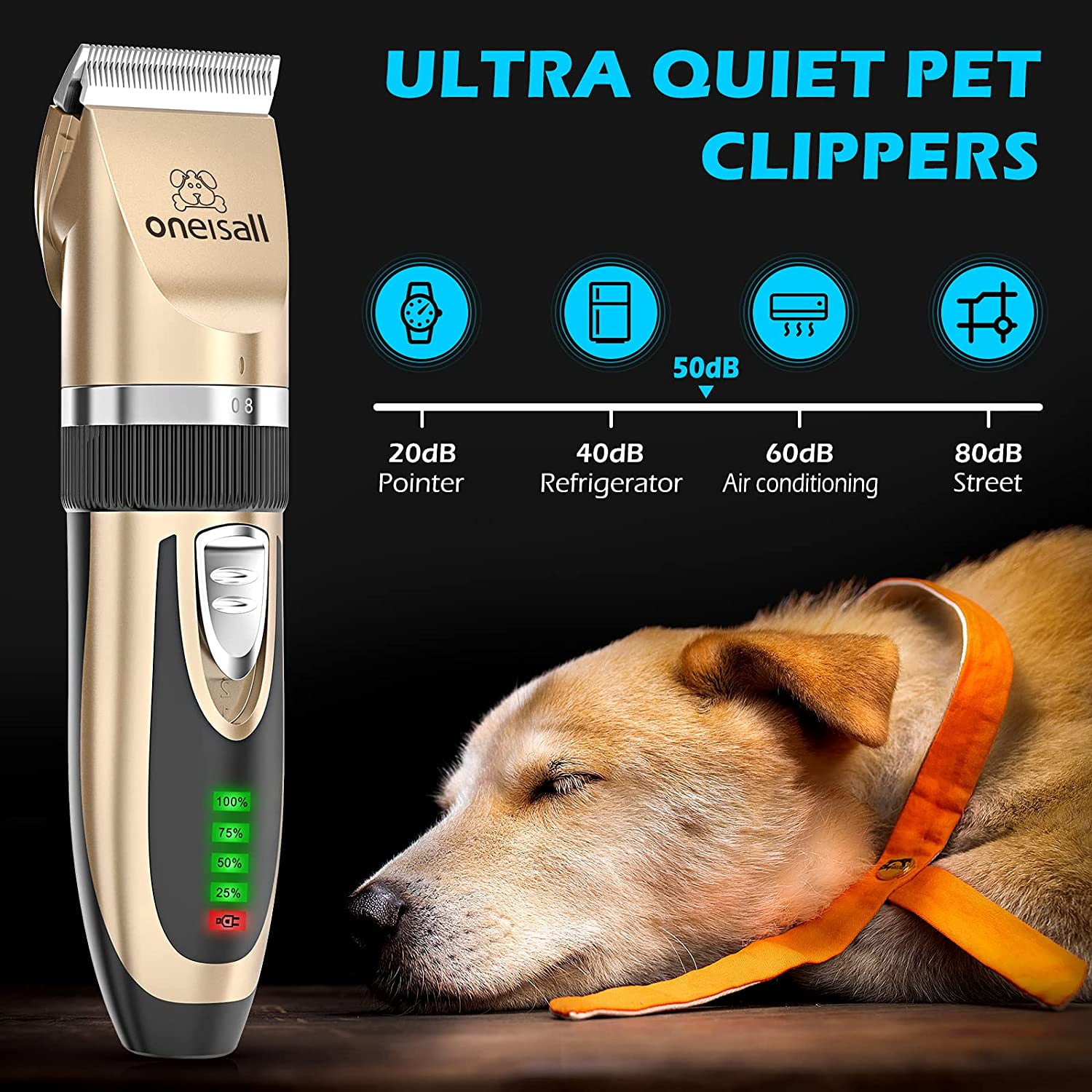 Oneisall Dog Clippers and Dog Paw Trimmer Kit 2 in 1 Low Noise Cordless Dog Clippers for Grooming Pet Hair Trimmers for Small and Large Dogs Cats Animals - Image 3