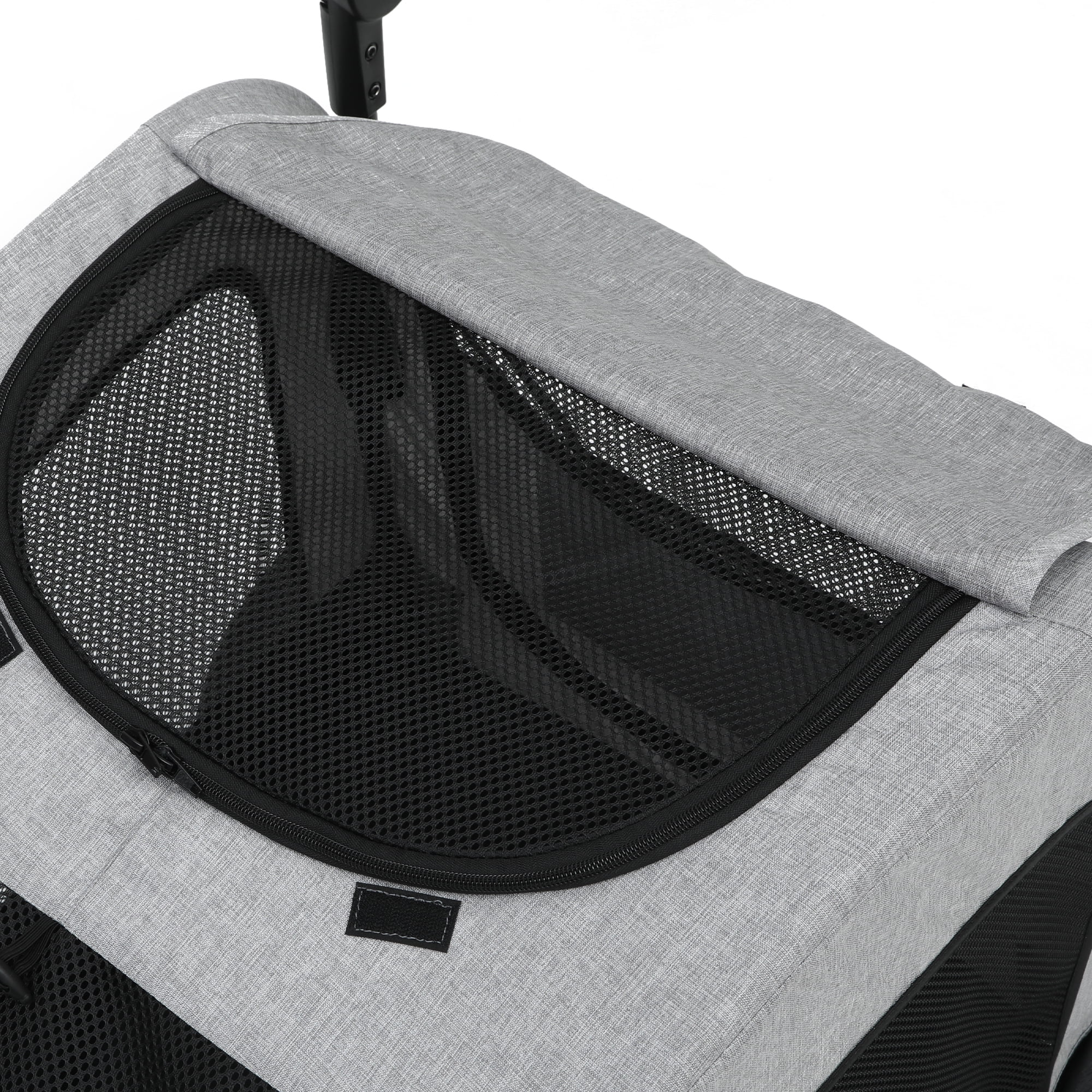 Uforic Foldable Dog Stroller, 4-Wheel Pet Stroller with Dual-Entry, Adjustable Handle for Large Dogs, Outdoor Adventure Pet Carrier Jogging Stroller, Gray - Image 4