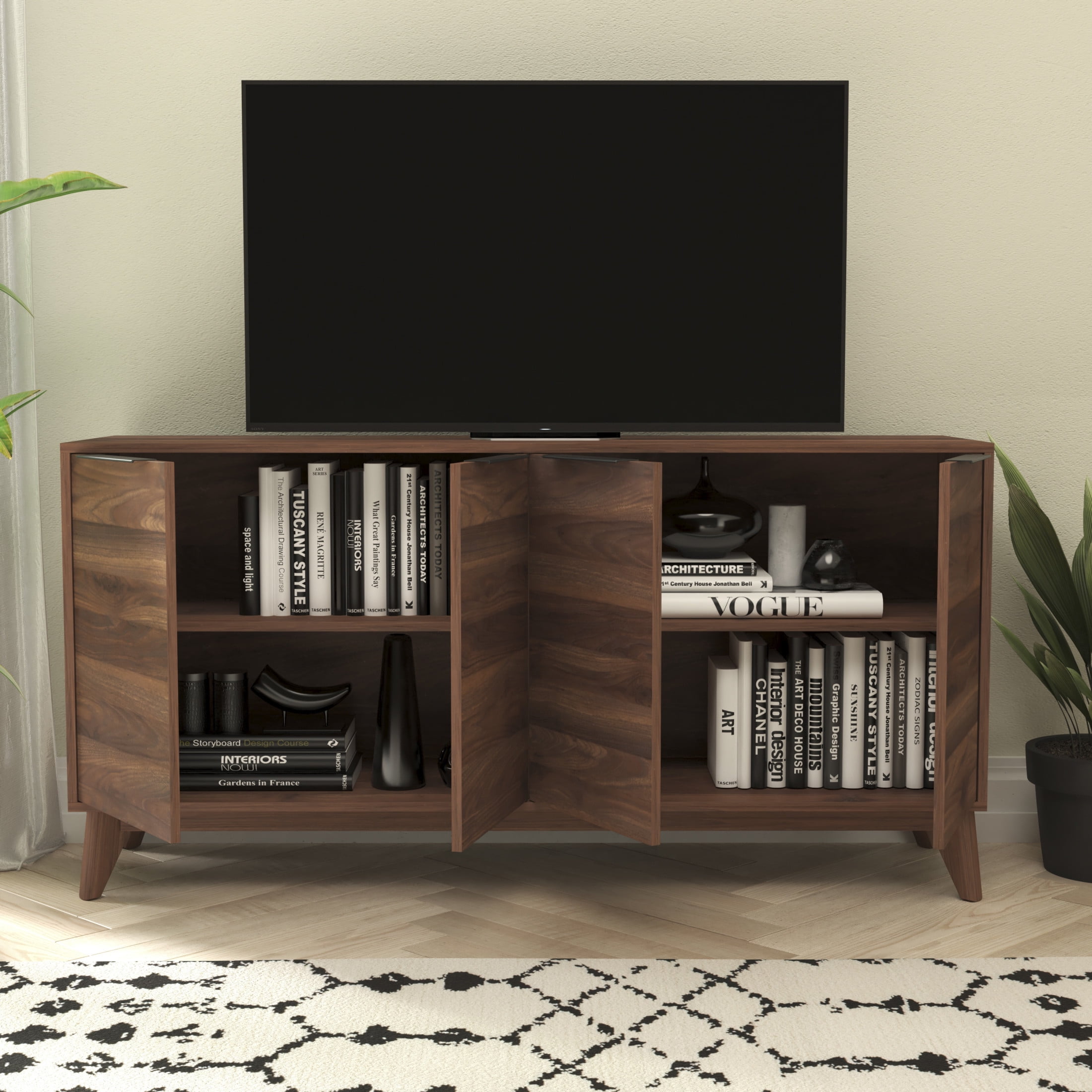 Flash Furniture Hatfield Mid-Century Modern Wooden TV Stand for up to 64" TVs, Dark Walnut - Image 7