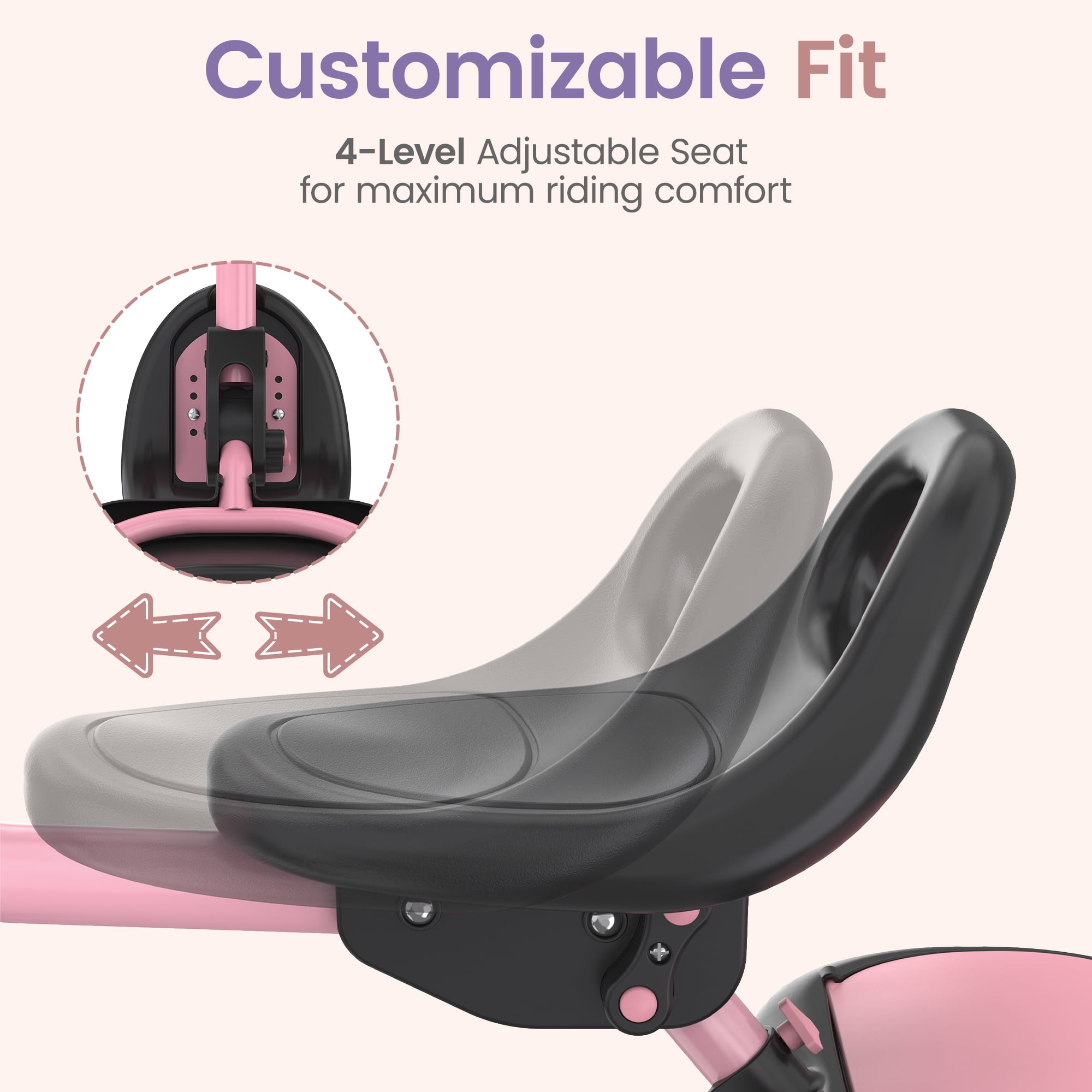 Besrey Toddler Tricycle for Ages 2-5 Years,Kids Trike for Girls and Boys with Bell,Toddler Bike Child Bicycles,Pink - Image 2