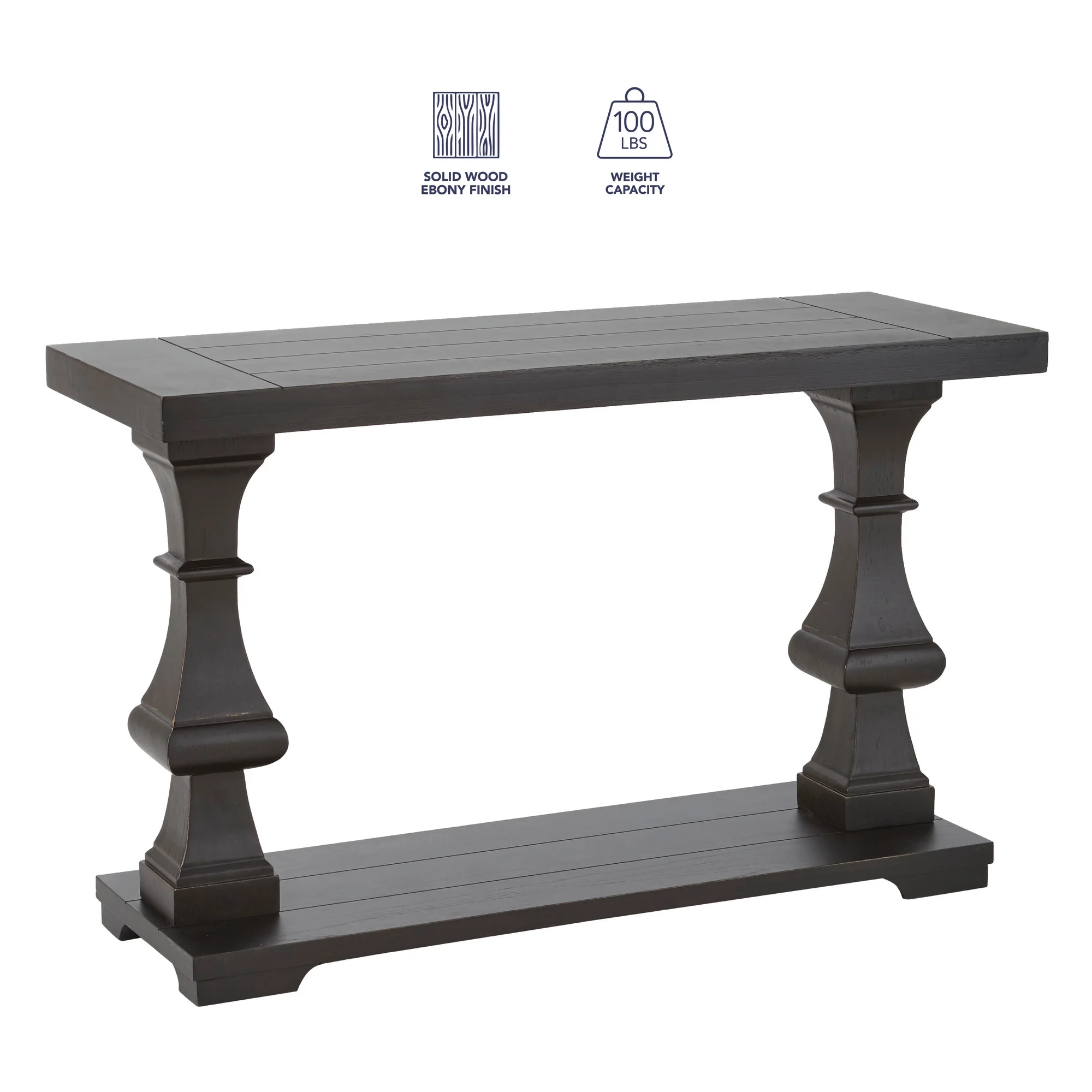 Steve Silver Dory 48" Console Table with Plank Top, Ebony - Image 3