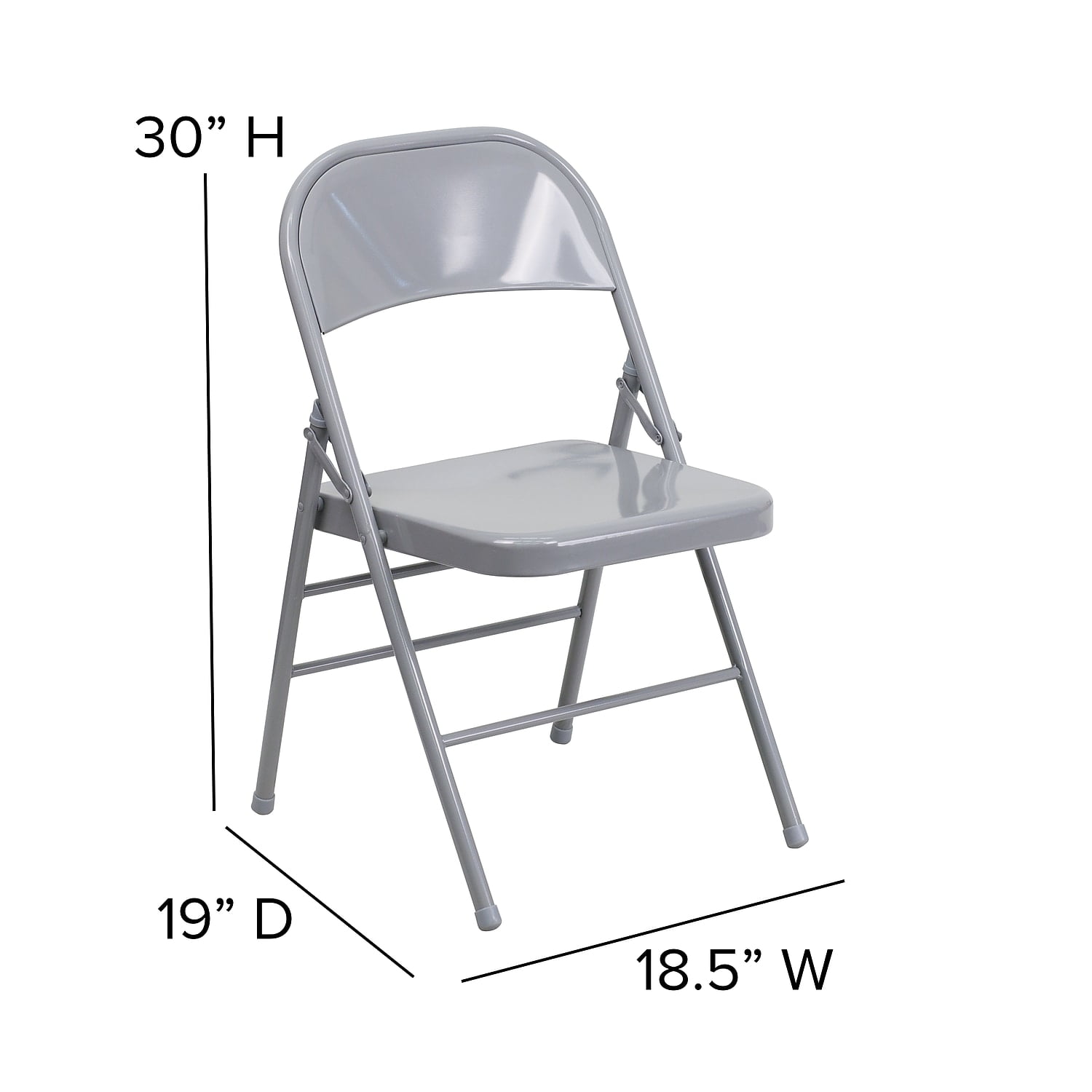 Flash Furniture 4 Pack HERCULES Series Triple Braced & Double Hinged Gray Metal Folding Chair - Image 9